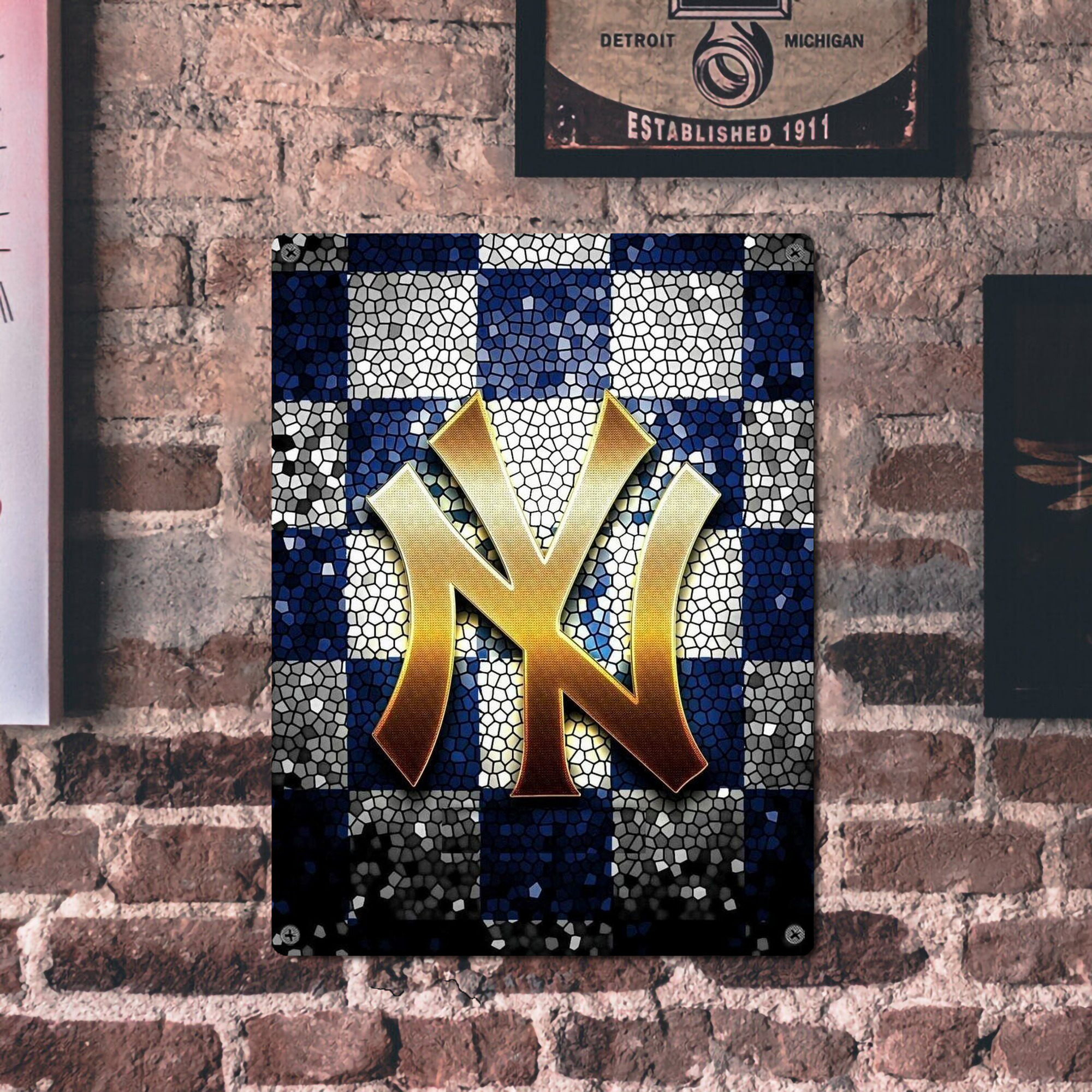 New York Yankees 129 Vintage Metal Tin Sign 12x16inch – Retro Wall Art Decor For Home, Bar, Kitchen, Bedroom, Office – Durable Iron Sheet Poster, Easy To Hang, Full-Color Printing