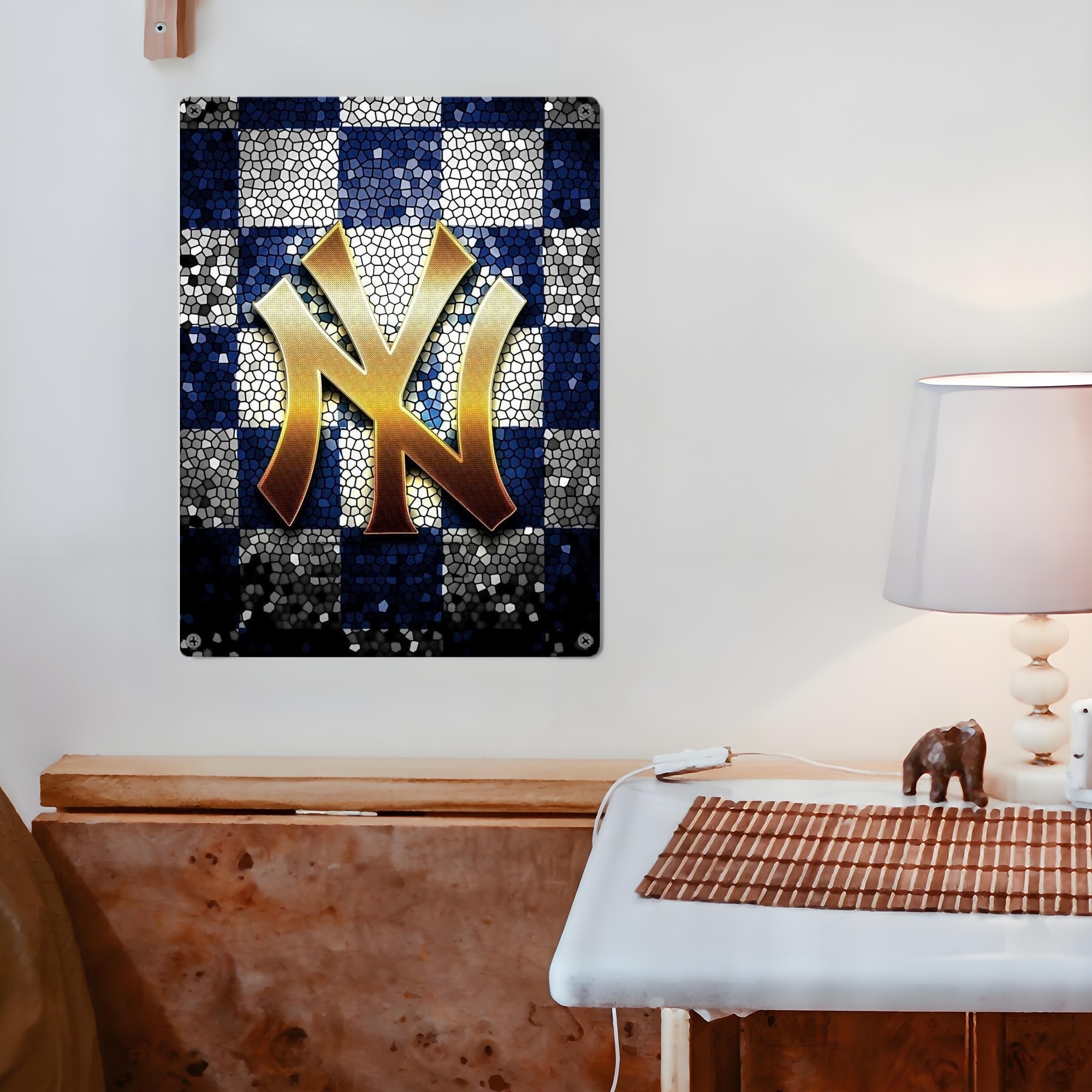 New York Yankees 129 Vintage Metal Tin Sign 12x16inch – Retro Wall Art Decor For Home, Bar, Kitchen, Bedroom, Office – Durable Iron Sheet Poster, Easy To Hang, Full-Color Printing