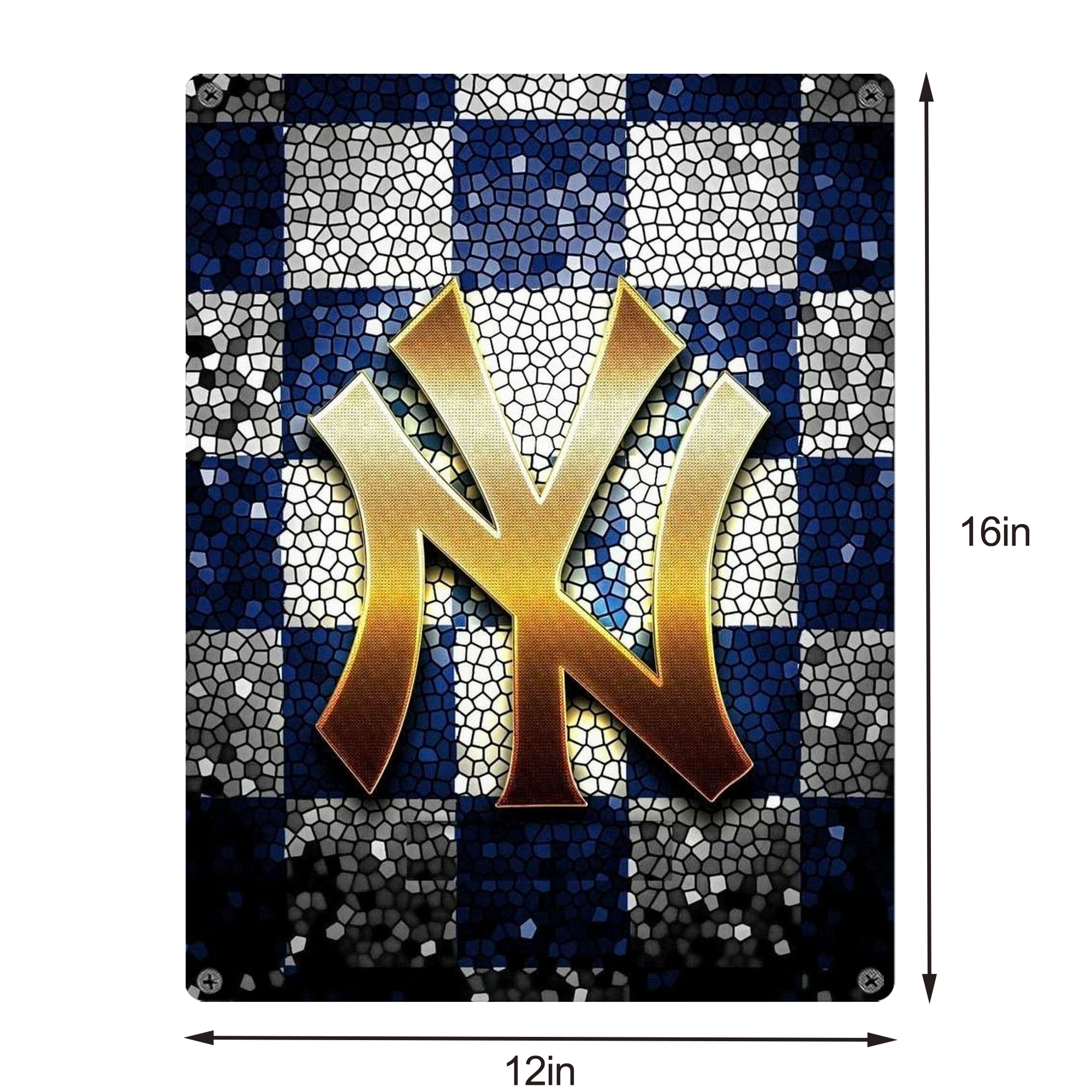 New York Yankees 129 Vintage Metal Tin Sign 12x16inch – Retro Wall Art Decor For Home, Bar, Kitchen, Bedroom, Office – Durable Iron Sheet Poster, Easy To Hang, Full-Color Printing