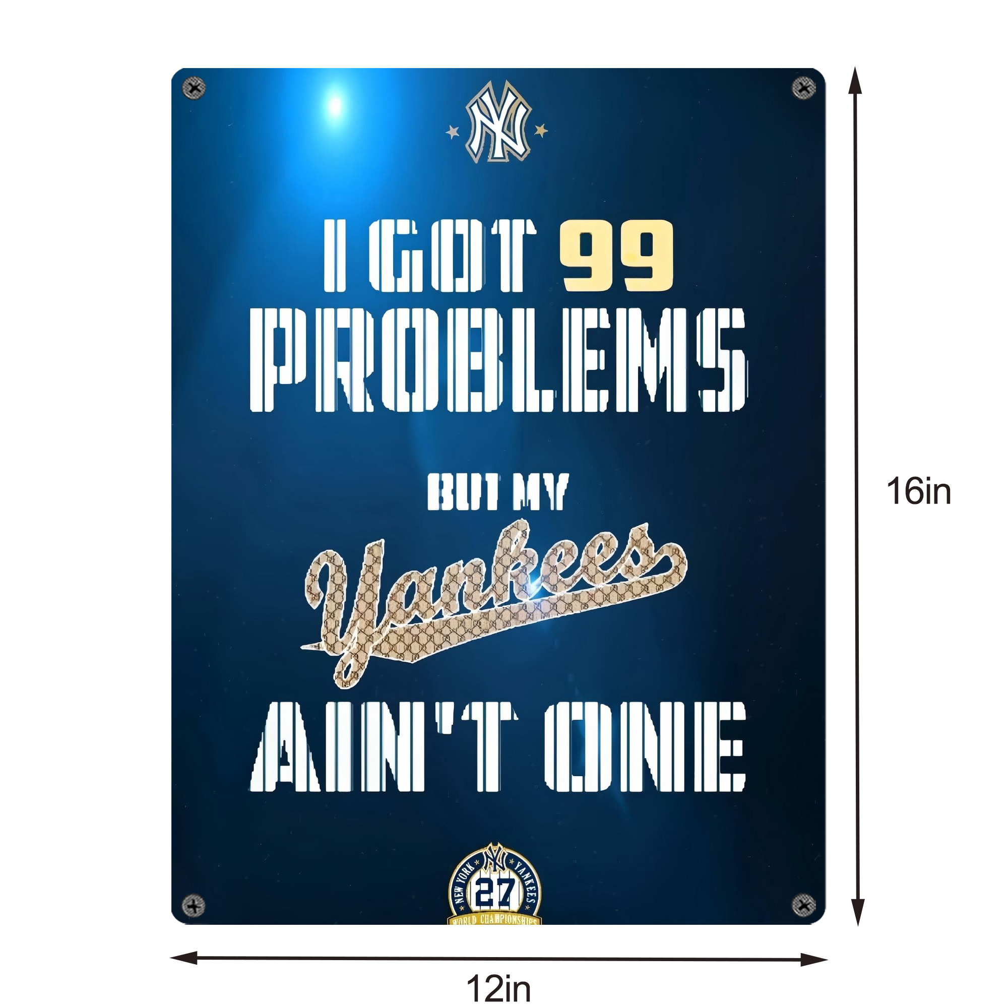 New York Yankees 140 Vintage Metal Tin Sign 12x16inch – Retro Wall Art Decor For Home, Bar, Kitchen, Bedroom, Office – Durable Iron Sheet Poster, Easy To Hang, Full-Color Printing