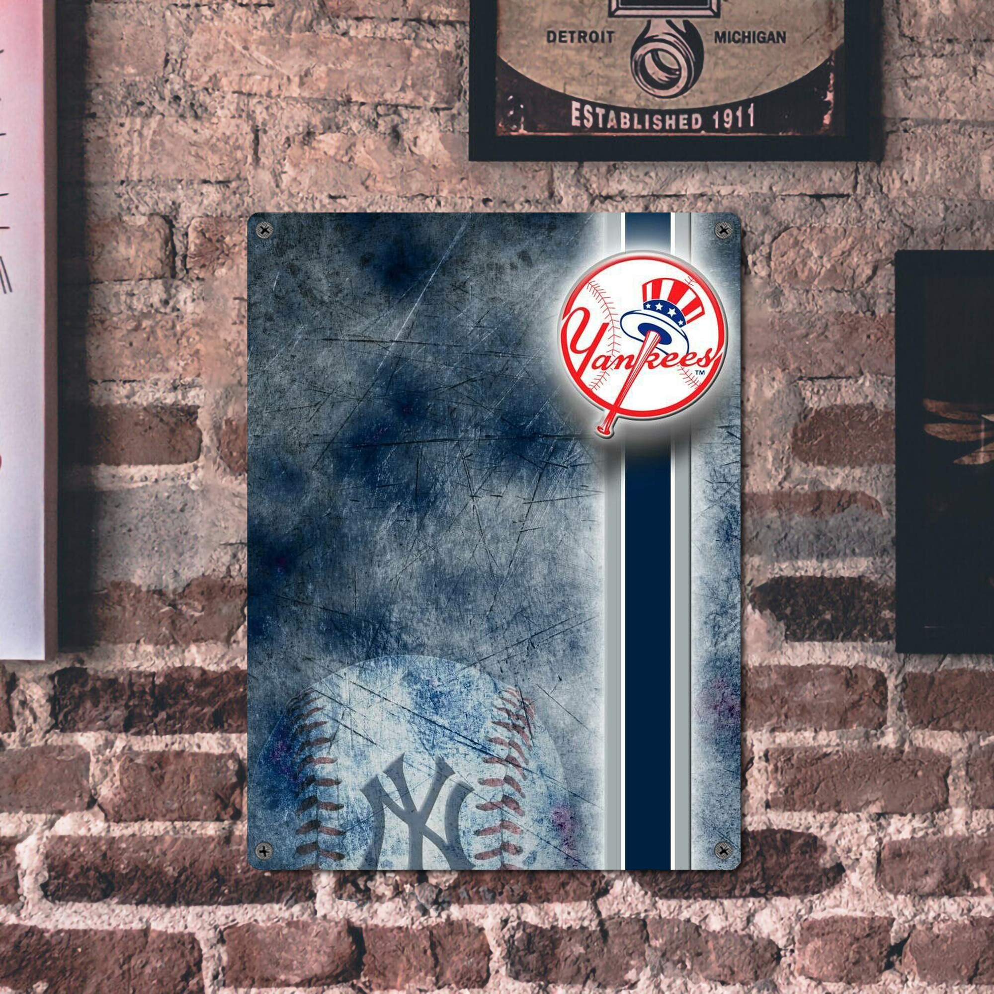 New York Yankees 150 Vintage Metal Tin Sign 12x16inch – Retro Wall Art Decor For Home, Bar, Kitchen, Bedroom, Office – Durable Iron Sheet Poster, Easy To Hang, Full-Color Printing