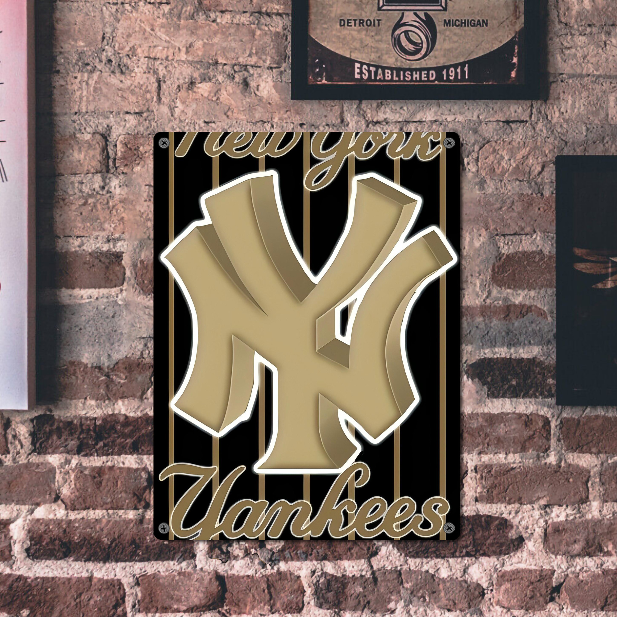New York Yankees 185 Vintage Metal Tin Sign 12x16inch – Retro Wall Art Decor For Home, Bar, Kitchen, Bedroom, Office – Durable Iron Sheet Poster, Easy To Hang, Full-Color Printing