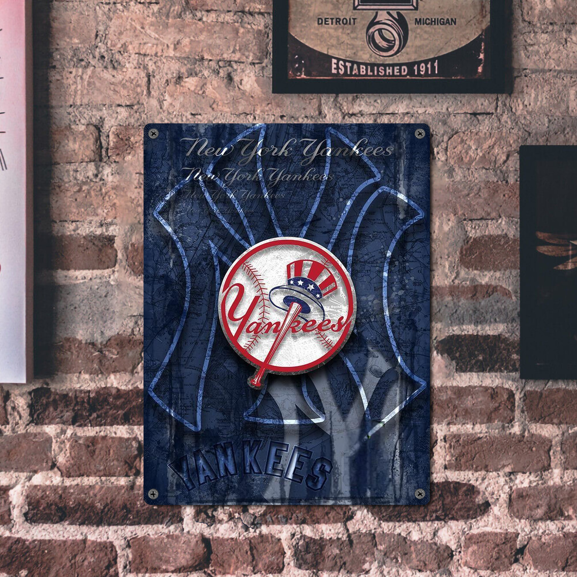 New York Yankees 190 Vintage Metal Tin Sign 12x16inch – Retro Wall Art Decor For Home, Bar, Kitchen, Bedroom, Office – Durable Iron Sheet Poster, Easy To Hang, Full-Color Printing