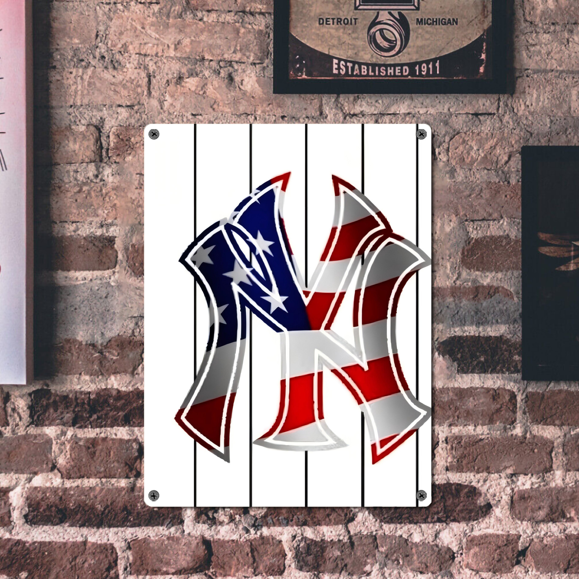 New York Yankees 195 Vintage Metal Tin Sign 12x16inch – Retro Wall Art Decor For Home, Bar, Kitchen, Bedroom, Office – Durable Iron Sheet Poster, Easy To Hang, Full-Color Printing