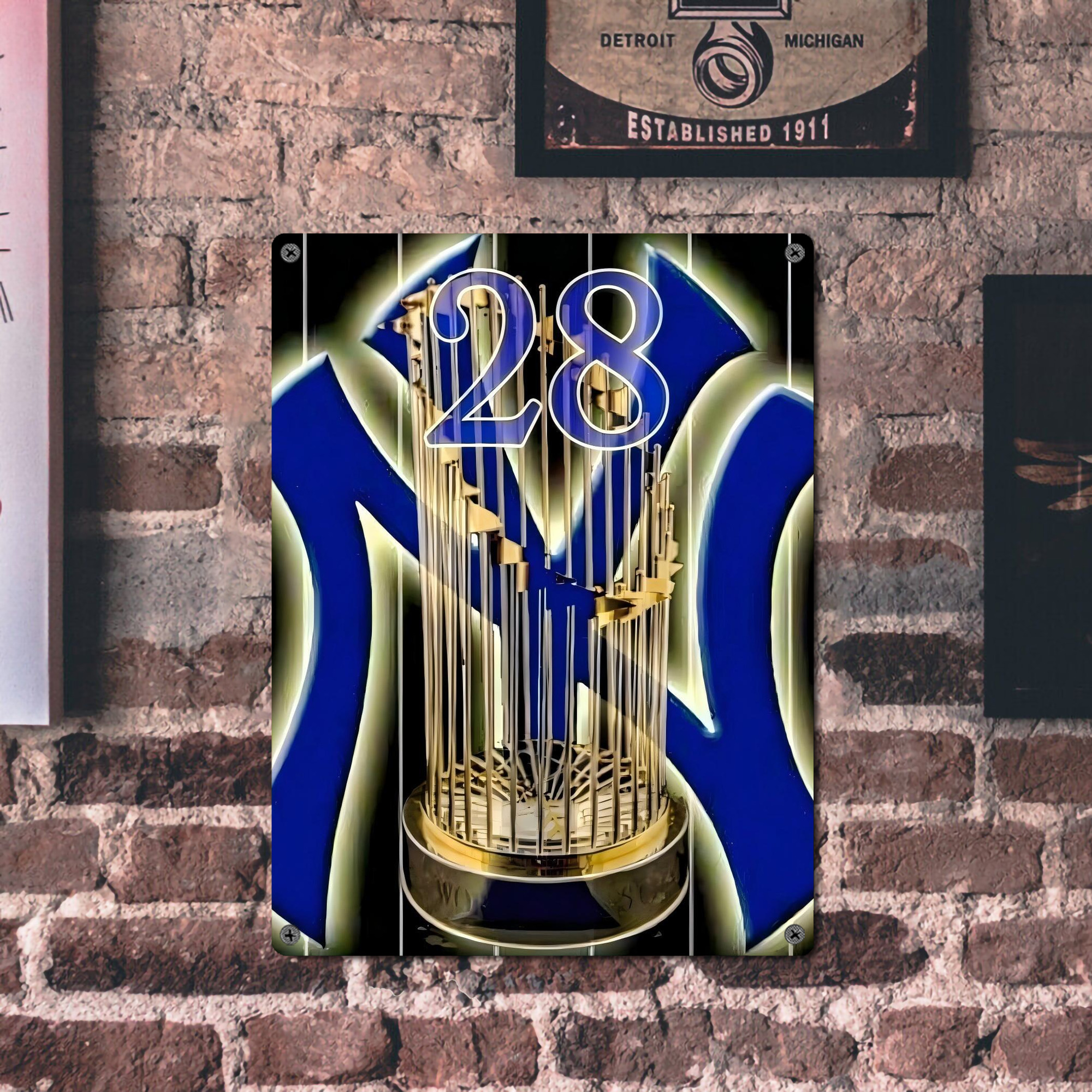 New York Yankees 212 Vintage Metal Tin Sign 12x16inch – Retro Wall Art Decor For Home, Bar, Kitchen, Bedroom, Office – Durable Iron Sheet Poster, Easy To Hang, Full-Color Printing