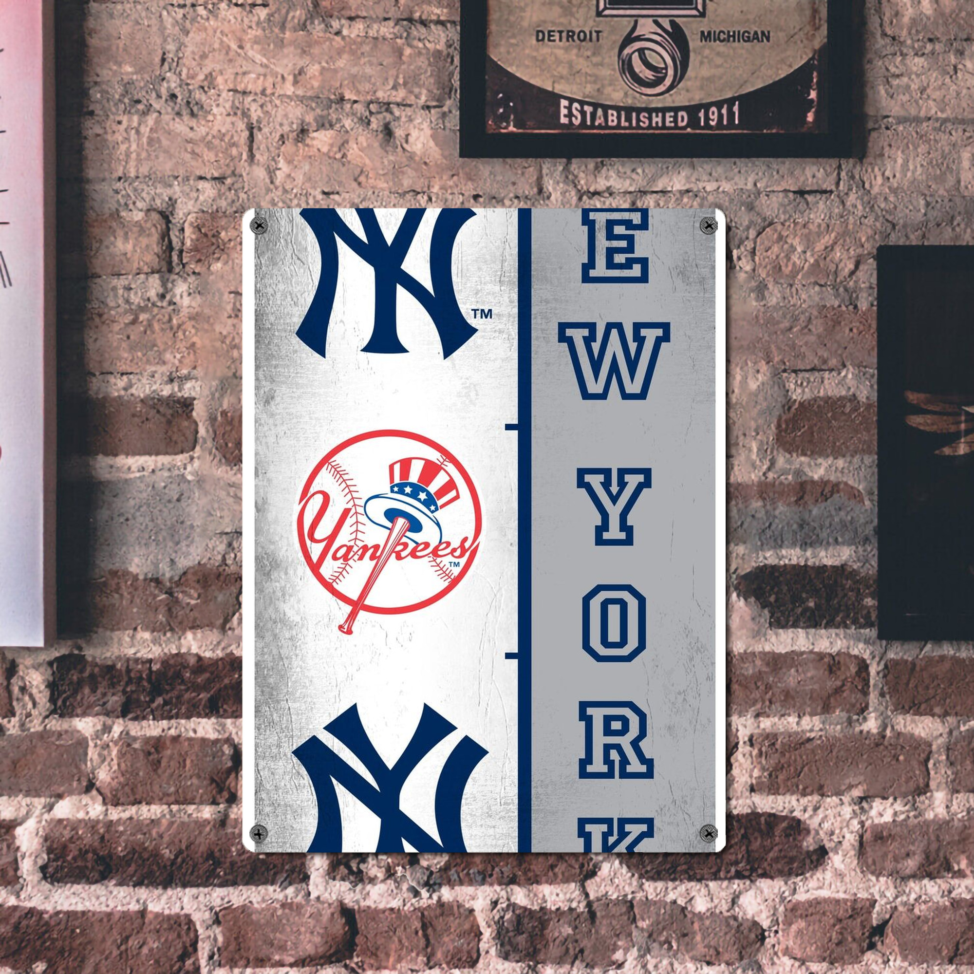 New York Yankees 217 Vintage Metal Tin Sign 12x16inch – Retro Wall Art Decor For Home, Bar, Kitchen, Bedroom, Office – Durable Iron Sheet Poster, Easy To Hang, Full-Color Printing