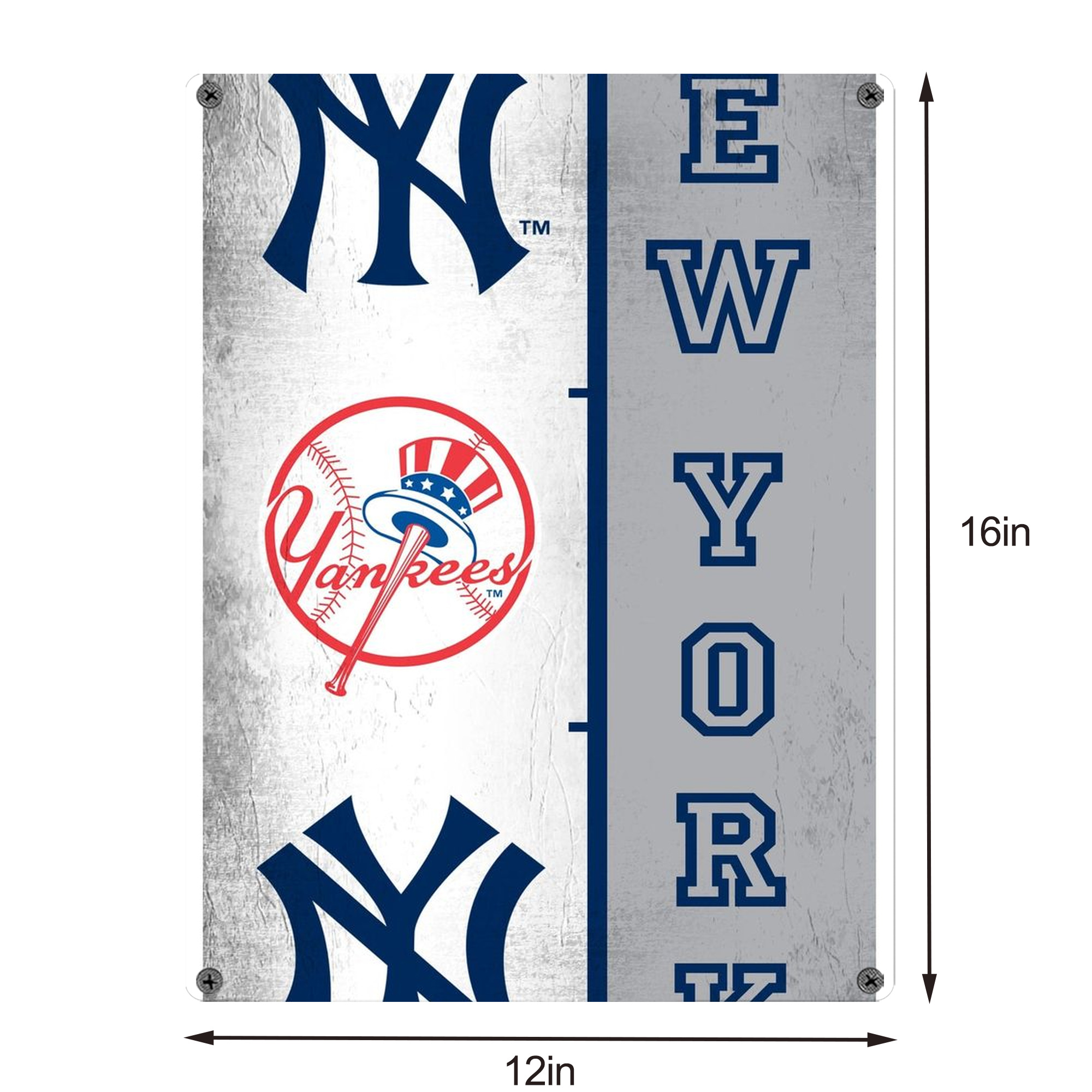 New York Yankees 217 Vintage Metal Tin Sign 12x16inch – Retro Wall Art Decor For Home, Bar, Kitchen, Bedroom, Office – Durable Iron Sheet Poster, Easy To Hang, Full-Color Printing