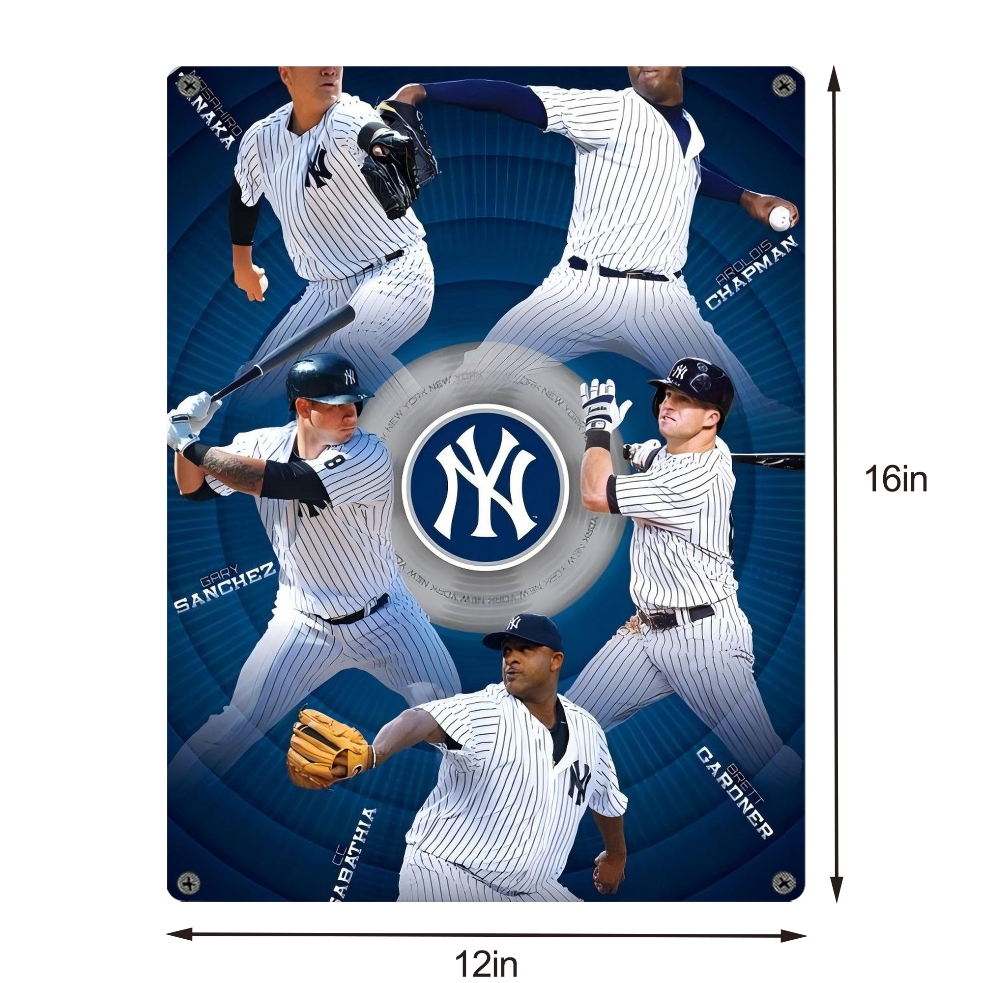 New York Yankees 222 Vintage Metal Tin Sign 12x16inch – Retro Wall Art Decor For Home, Bar, Kitchen, Bedroom, Office – Durable Iron Sheet Poster, Easy To Hang, Full-Color Printing