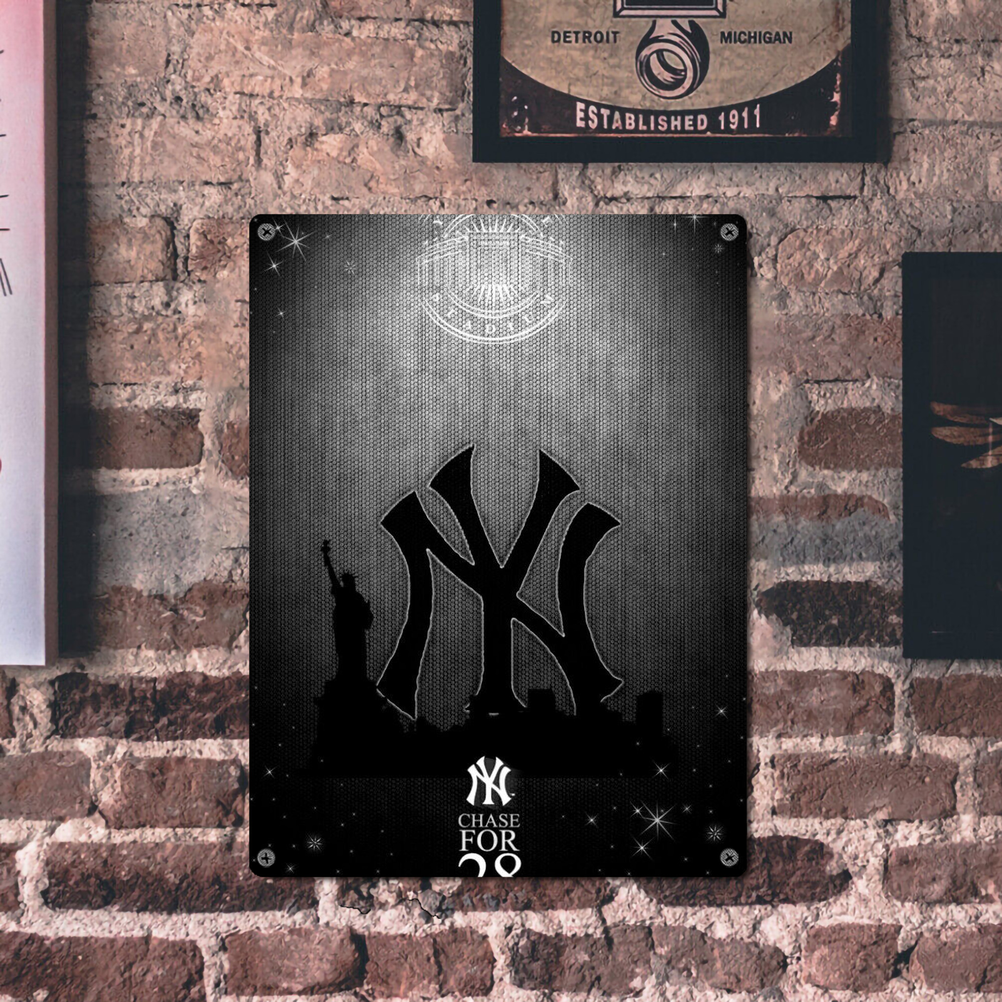 New York Yankees 313 Vintage Metal Tin Sign 12x16inch – Retro Wall Art Decor For Home, Bar, Kitchen, Bedroom, Office – Durable Iron Sheet Poster, Easy To Hang, Full-Color Printing