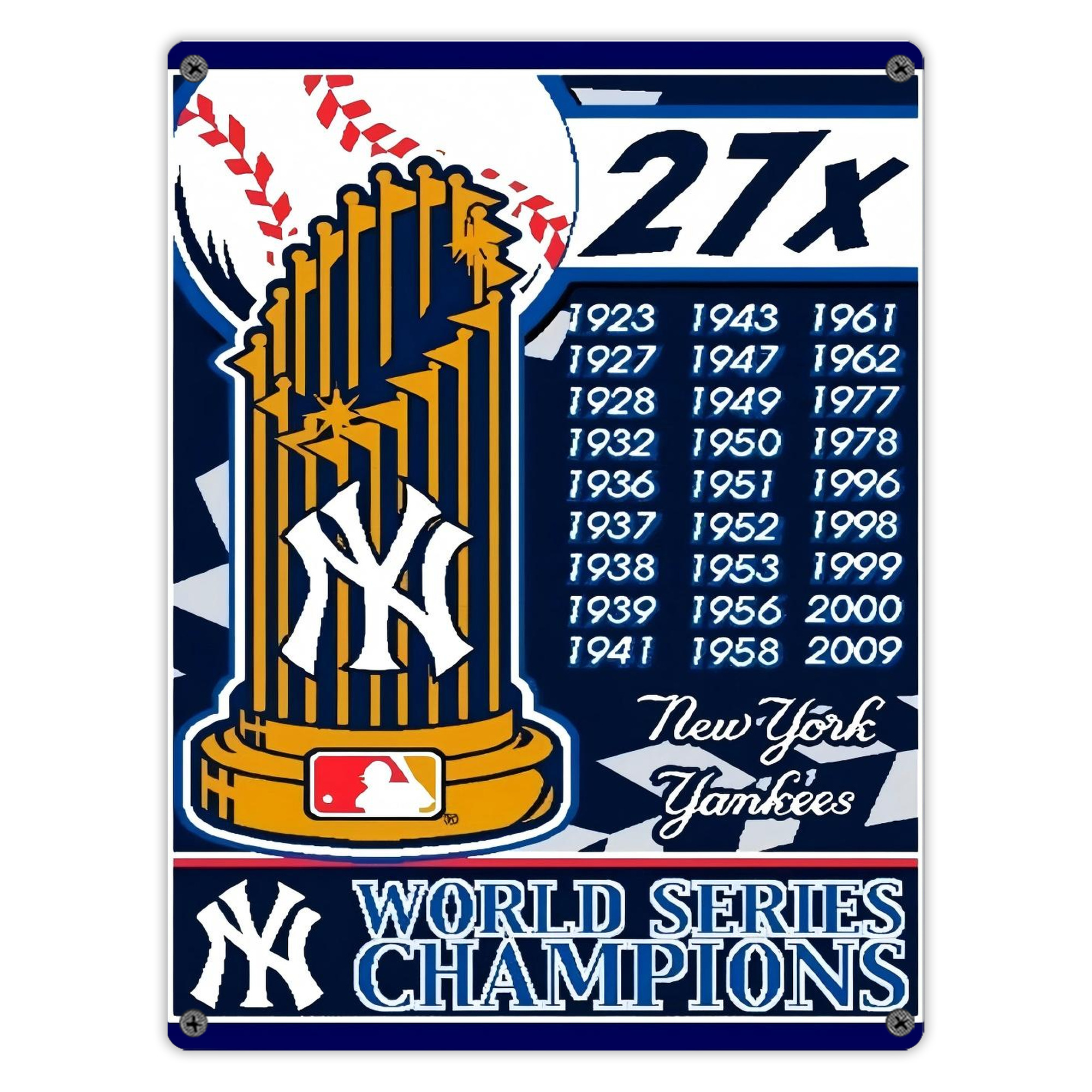 New York Yankees 108 Vintage Metal Tin Sign 12x16inch – Retro Wall Art Decor For Home, Bar, Kitchen, Bedroom, Office – Durable Iron Sheet Poster, Easy To Hang, Full-Color Printing