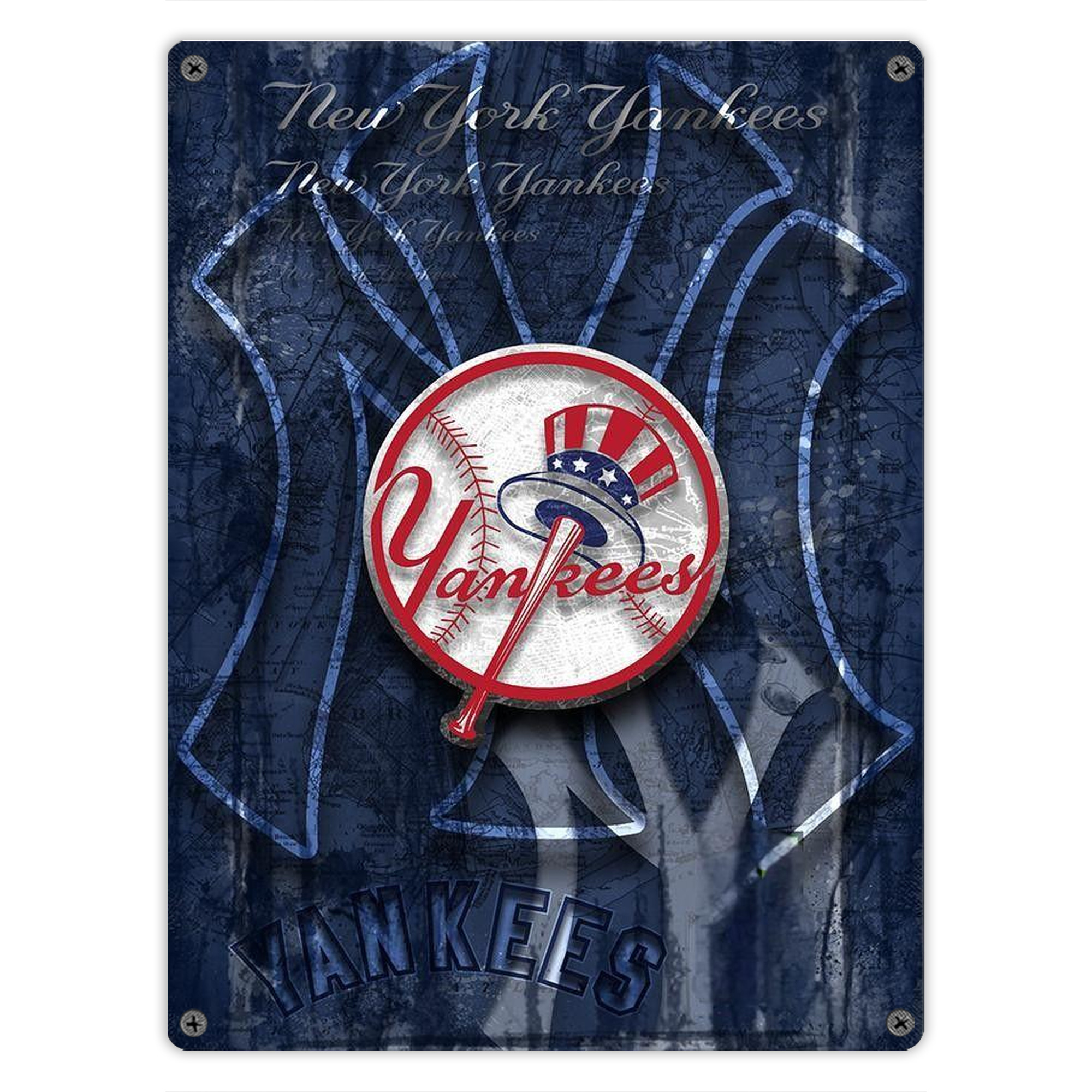New York Yankees 190 Vintage Metal Tin Sign 12x16inch – Retro Wall Art Decor For Home, Bar, Kitchen, Bedroom, Office – Durable Iron Sheet Poster, Easy To Hang, Full-Color Printing