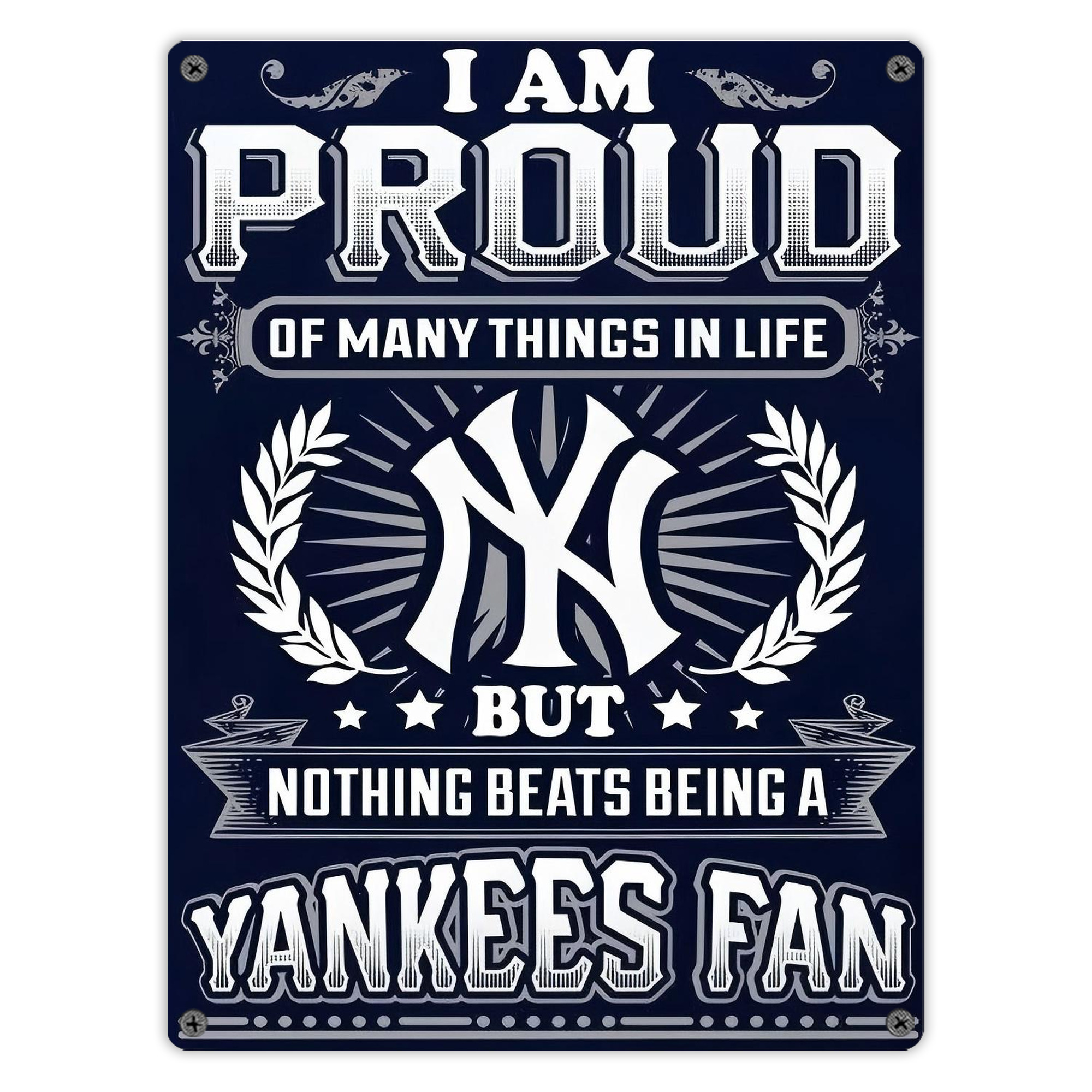 New York Yankees 301 Vintage Metal Tin Sign 12x16inch – Retro Wall Art Decor For Home, Bar, Kitchen, Bedroom, Office – Durable Iron Sheet Poster, Easy To Hang, Full-Color Printing