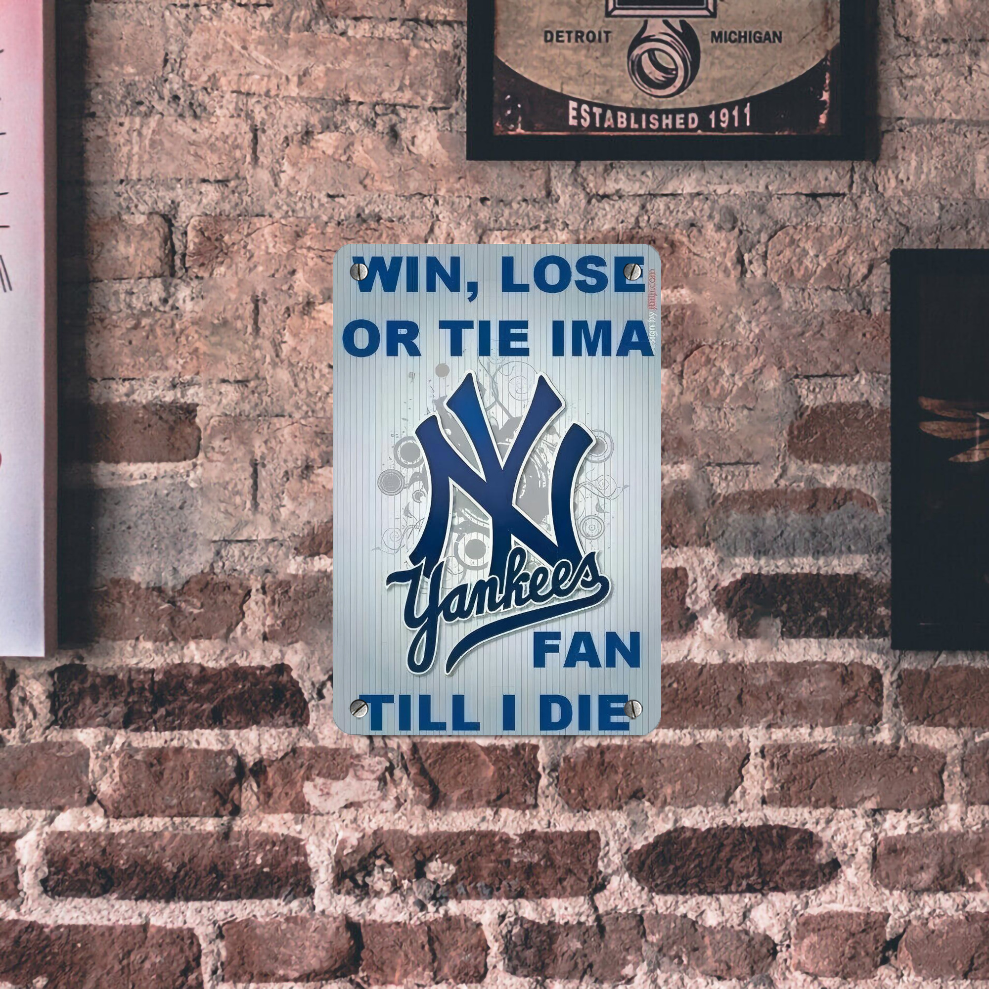New York Yankees 100 Metal Tin Sign 8x12inch - High-Quality Full-Print Decorative Wall Art, Durable Rust-Resistant Metal Plaque For Living Room, Bedroom, Kitchen, Office, Bar Décor