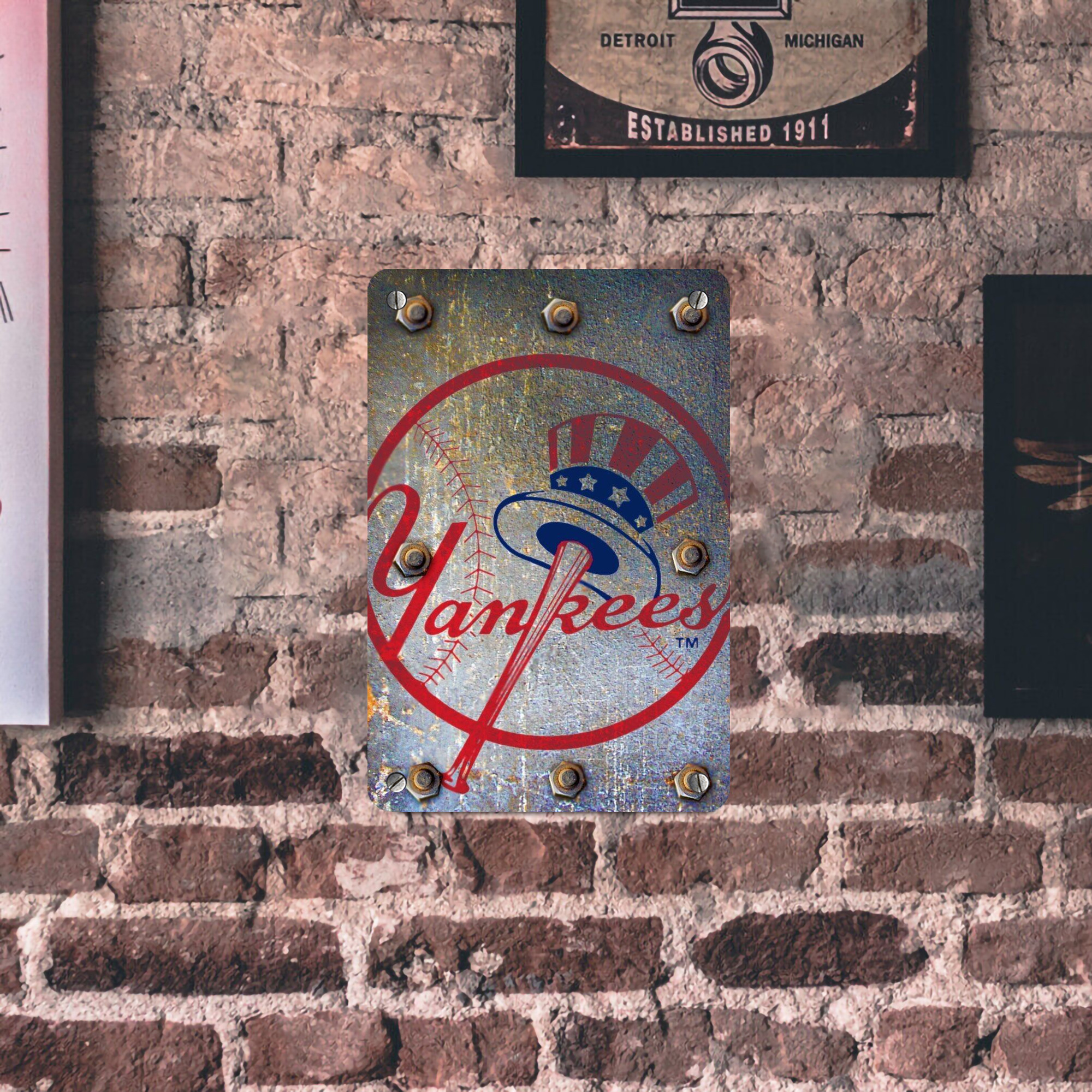 New York Yankees 112 Metal Tin Sign 8x12inch - High-Quality Full-Print Decorative Wall Art, Durable Rust-Resistant Metal Plaque For Living Room, Bedroom, Kitchen, Office, Bar Décor