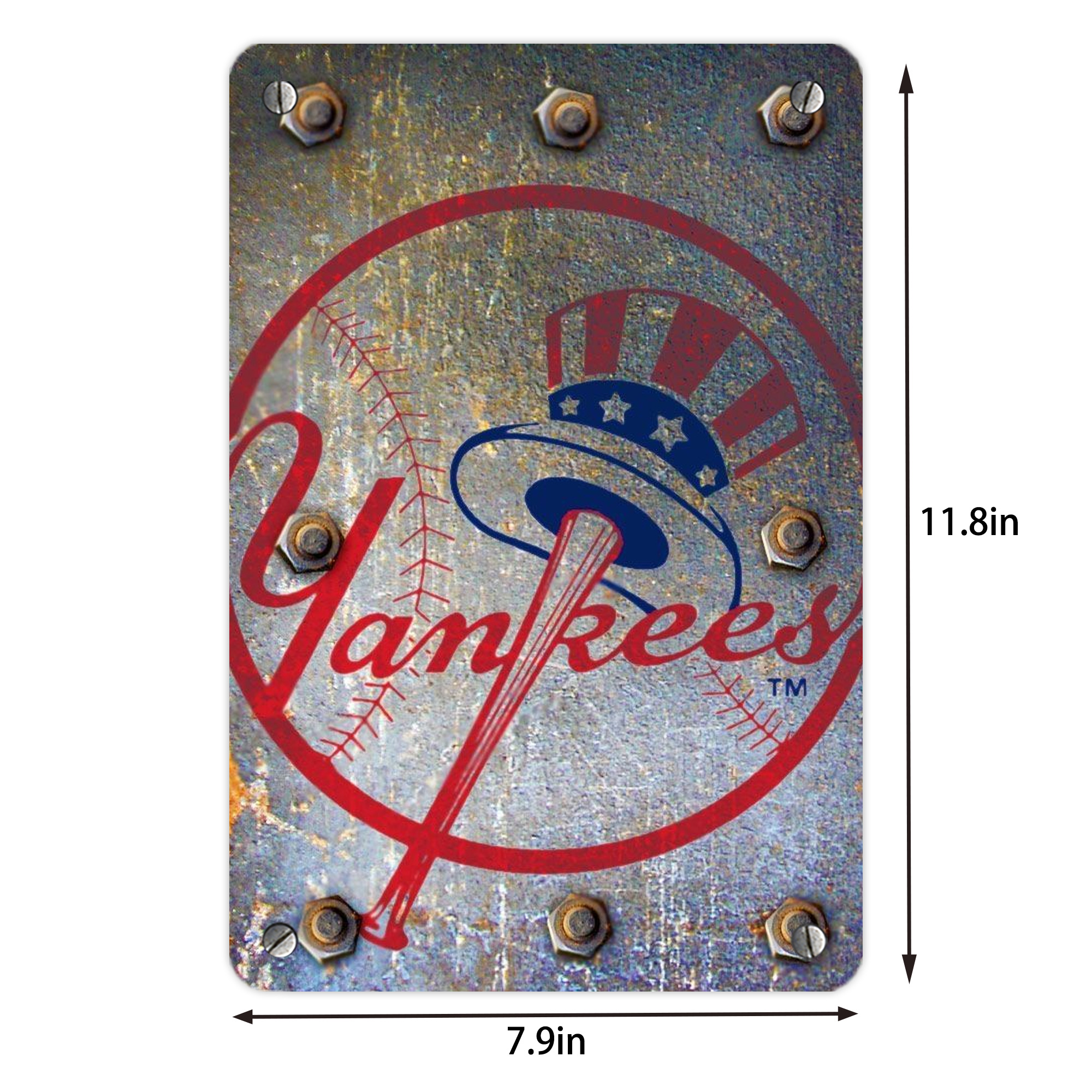 New York Yankees 112 Metal Tin Sign 8x12inch - High-Quality Full-Print Decorative Wall Art, Durable Rust-Resistant Metal Plaque For Living Room, Bedroom, Kitchen, Office, Bar Décor