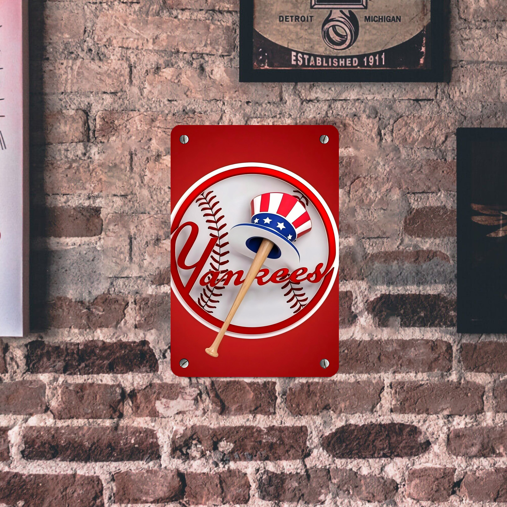 New York Yankees 120 Metal Tin Sign 8x12inch - High-Quality Full-Print Decorative Wall Art, Durable Rust-Resistant Metal Plaque For Living Room, Bedroom, Kitchen, Office, Bar Décor