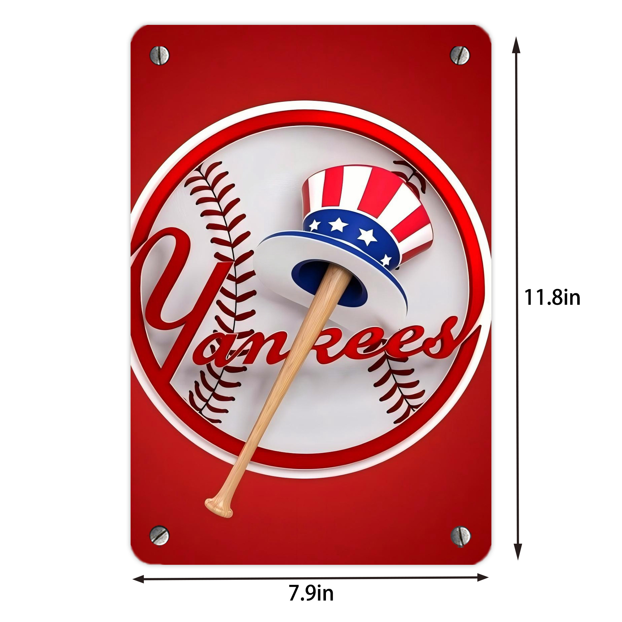 New York Yankees 120 Metal Tin Sign 8x12inch - High-Quality Full-Print Decorative Wall Art, Durable Rust-Resistant Metal Plaque For Living Room, Bedroom, Kitchen, Office, Bar Décor