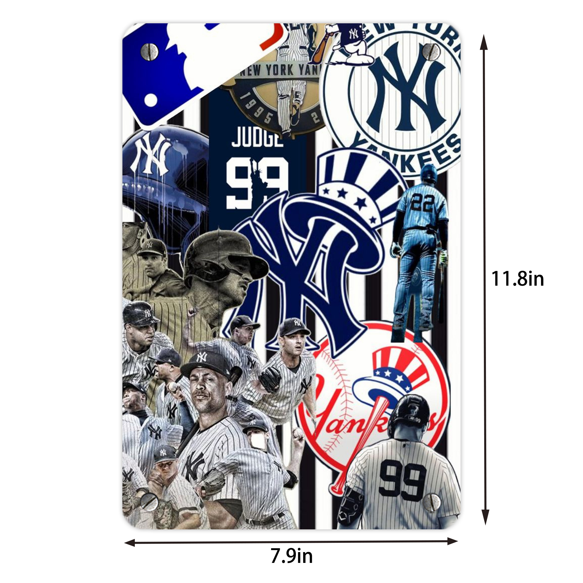 New York Yankees 138 Metal Tin Sign 8x12inch - High-Quality Full-Print Decorative Wall Art, Durable Rust-Resistant Metal Plaque For Living Room, Bedroom, Kitchen, Office, Bar Décor