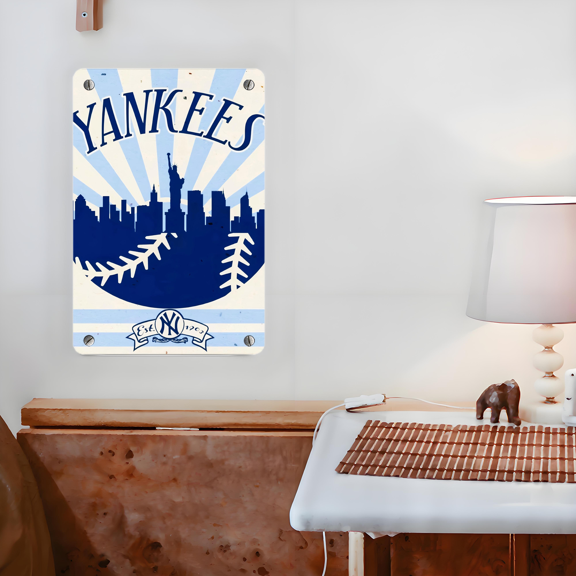 New York Yankees 143 Metal Tin Sign 8x12inch - High-Quality Full-Print Decorative Wall Art, Durable Rust-Resistant Metal Plaque For Living Room, Bedroom, Kitchen, Office, Bar Décor