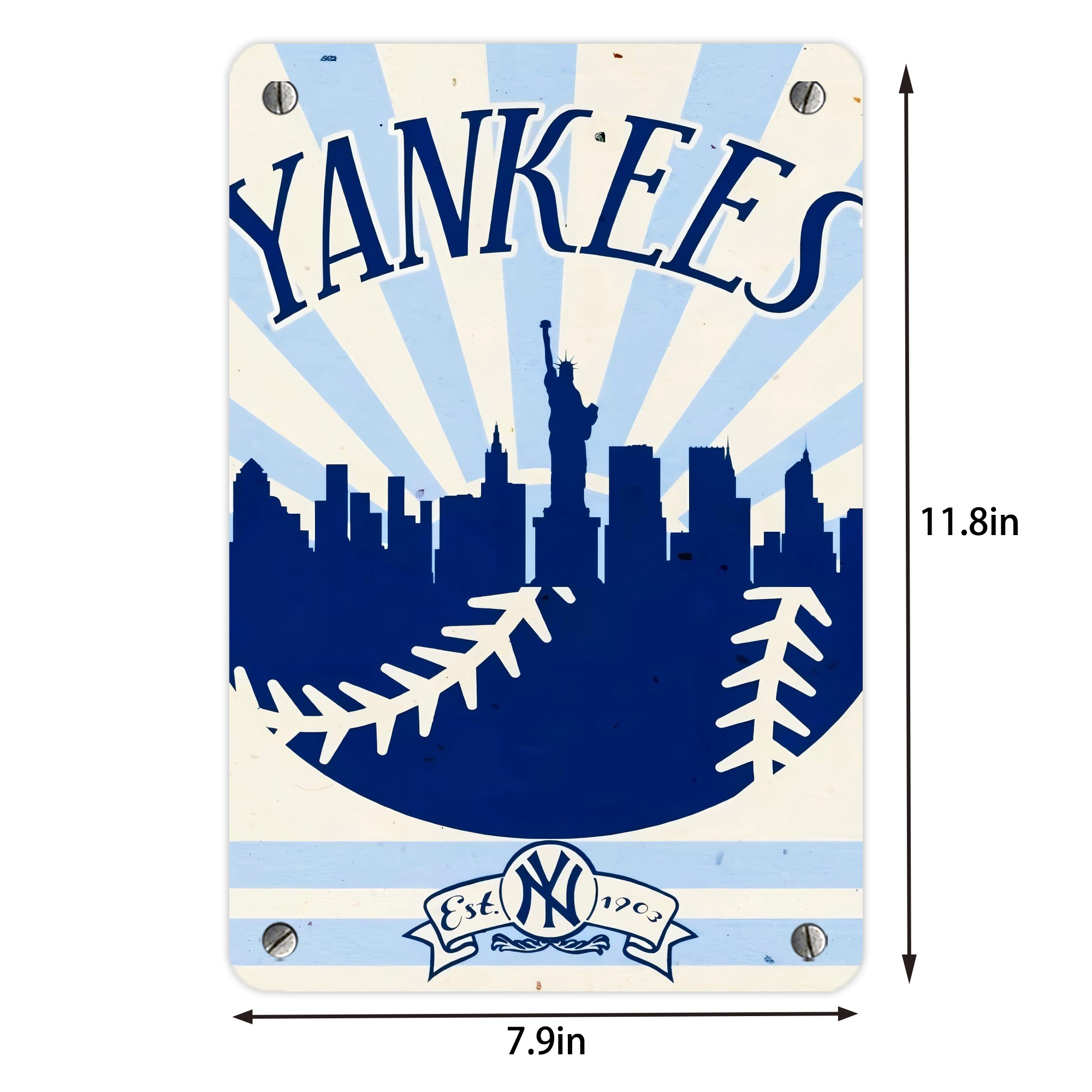 New York Yankees 143 Metal Tin Sign 8x12inch - High-Quality Full-Print Decorative Wall Art, Durable Rust-Resistant Metal Plaque For Living Room, Bedroom, Kitchen, Office, Bar Décor