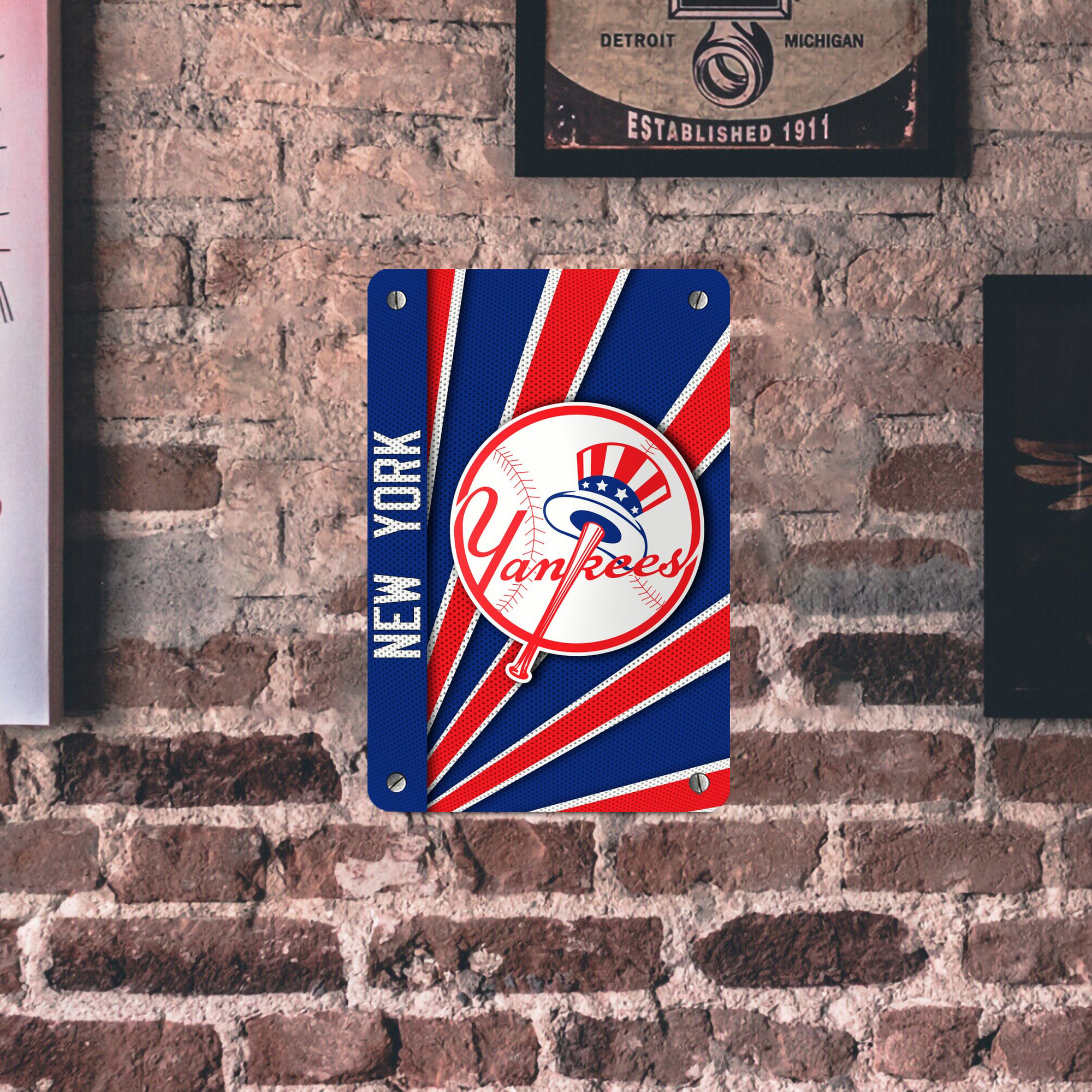 New York Yankees 182 Metal Tin Sign 8x12inch - High-Quality Full-Print Decorative Wall Art, Durable Rust-Resistant Metal Plaque For Living Room, Bedroom, Kitchen, Office, Bar Décor