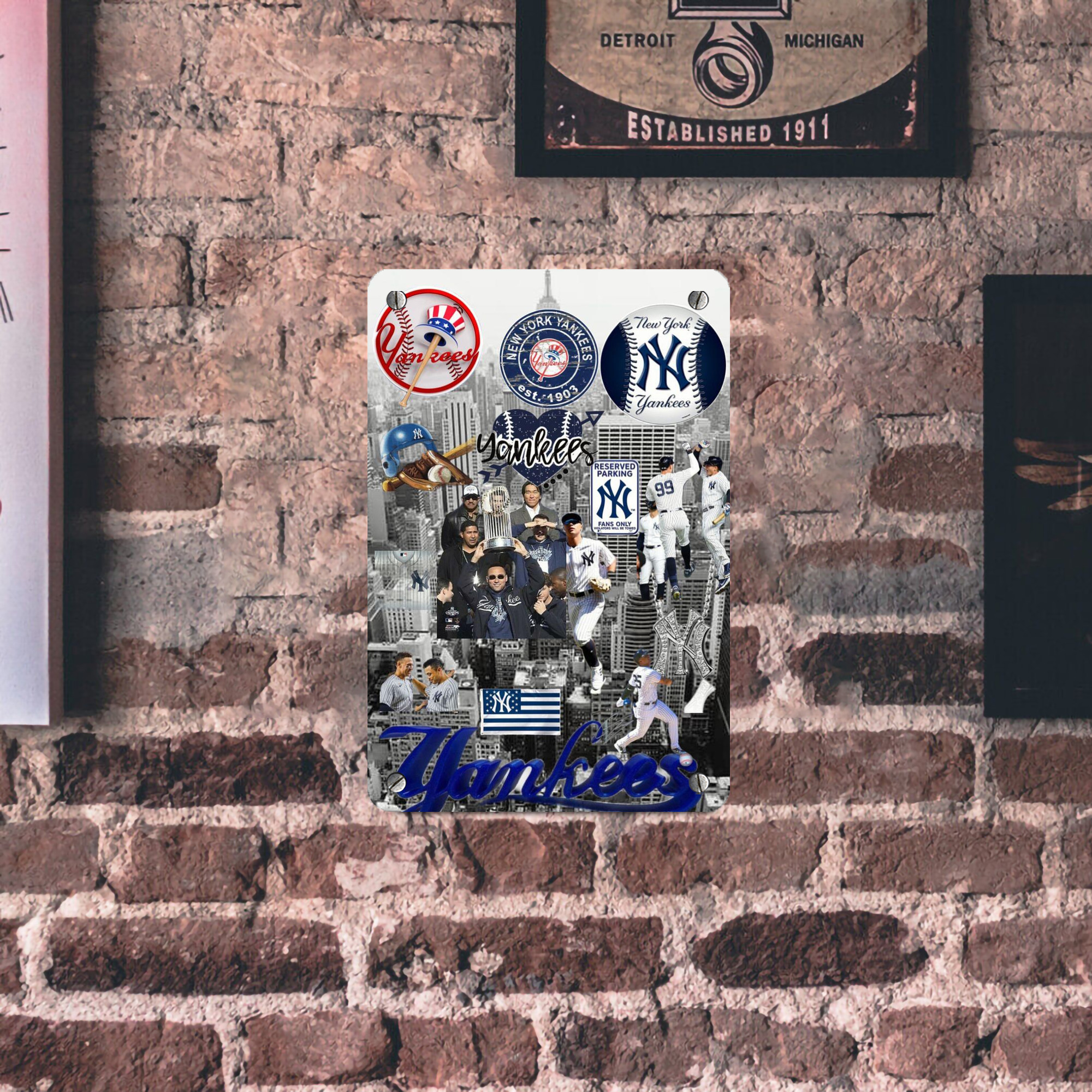New York Yankees 199 Metal Tin Sign 8x12inch - High-Quality Full-Print Decorative Wall Art, Durable Rust-Resistant Metal Plaque For Living Room, Bedroom, Kitchen, Office, Bar Décor