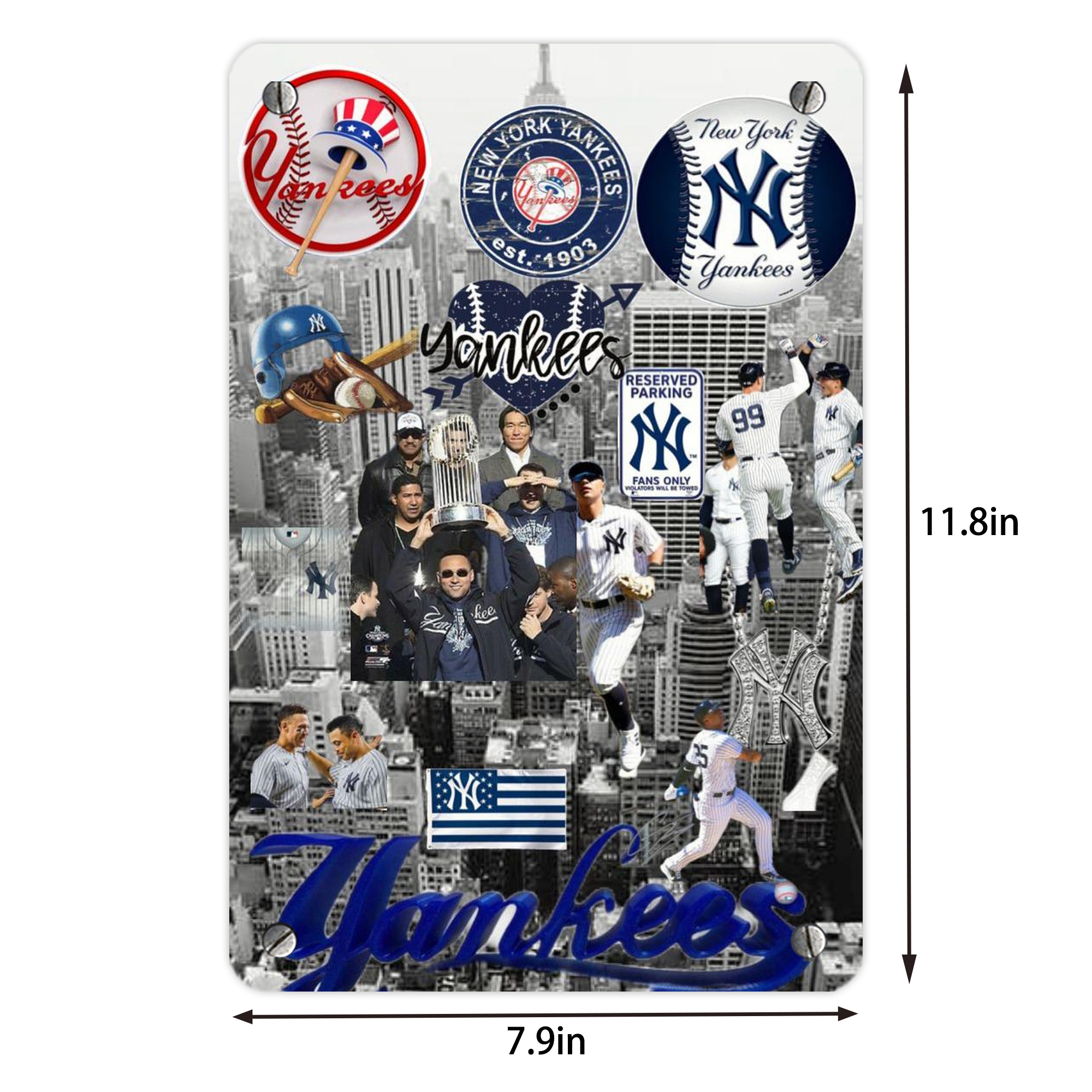 New York Yankees 199 Metal Tin Sign 8x12inch - High-Quality Full-Print Decorative Wall Art, Durable Rust-Resistant Metal Plaque For Living Room, Bedroom, Kitchen, Office, Bar Décor