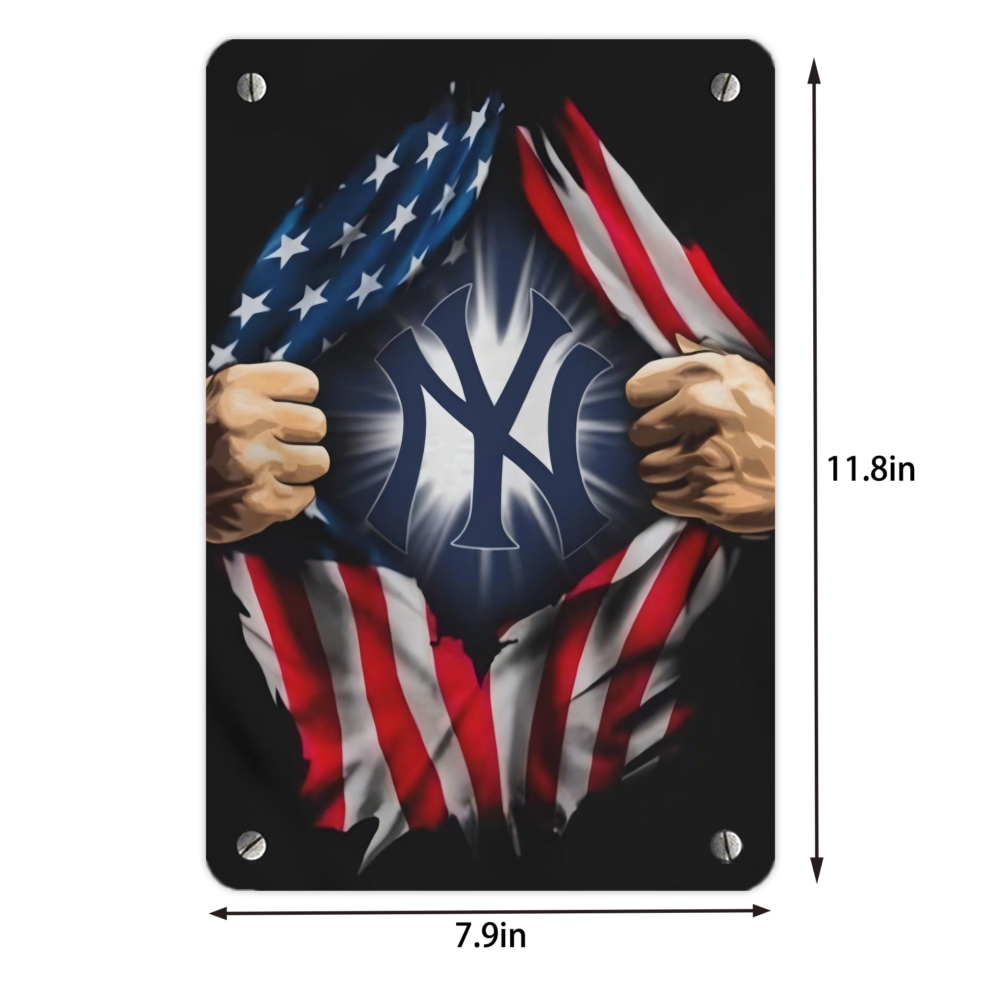 New York Yankees US Flag Yankees Inside Me Metal Tin Sign 8x12inch - High-Quality Full-Print Decorative Wall Art, Durable Rust-Resistant Metal Plaque For Living Room, Bedroom, Kitchen, Office, Bar Décor