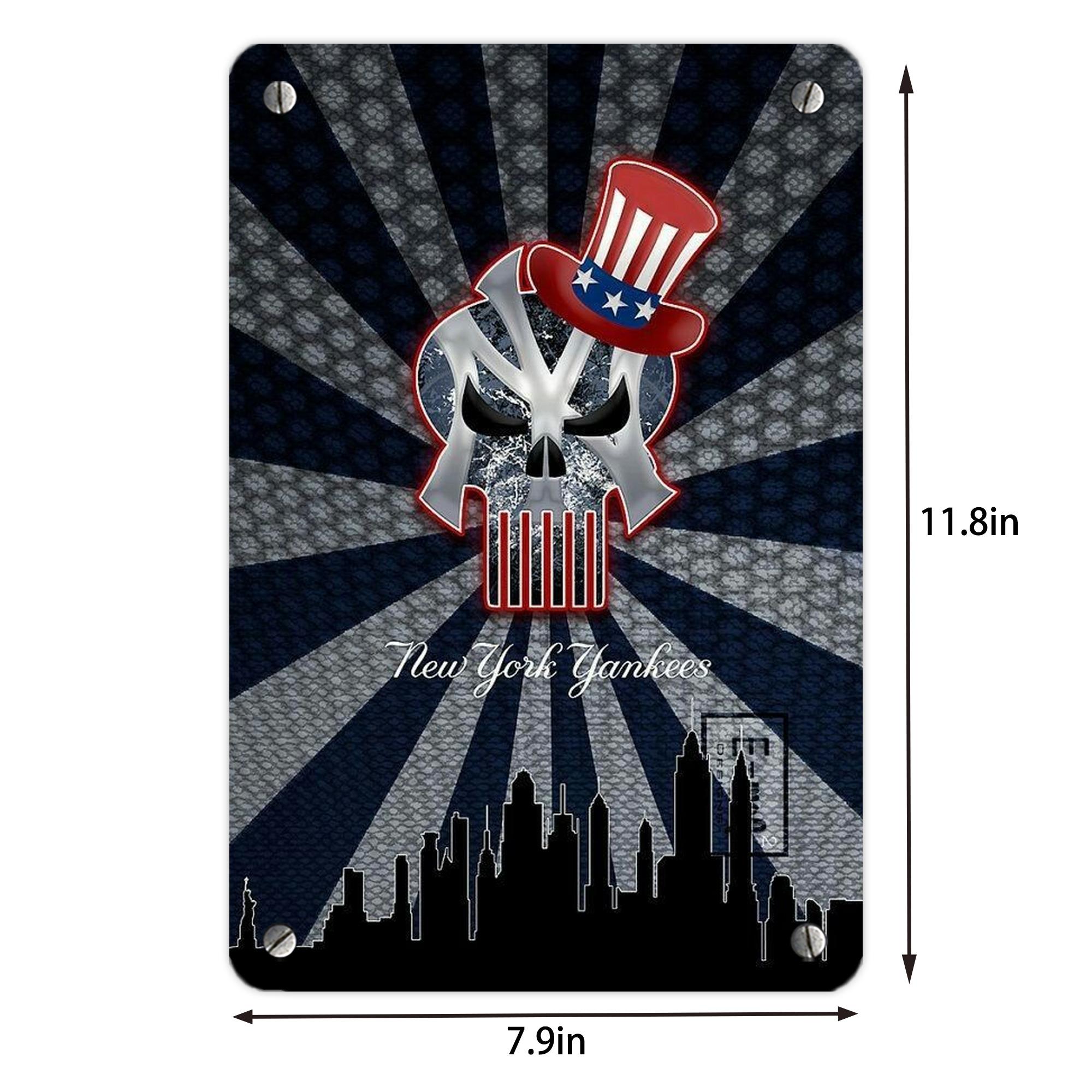 New York Yankees 340 Metal Tin Sign 8x12inch - High-Quality Full-Print Decorative Wall Art, Durable Rust-Resistant Metal Plaque For Living Room, Bedroom, Kitchen, Office, Bar Décor