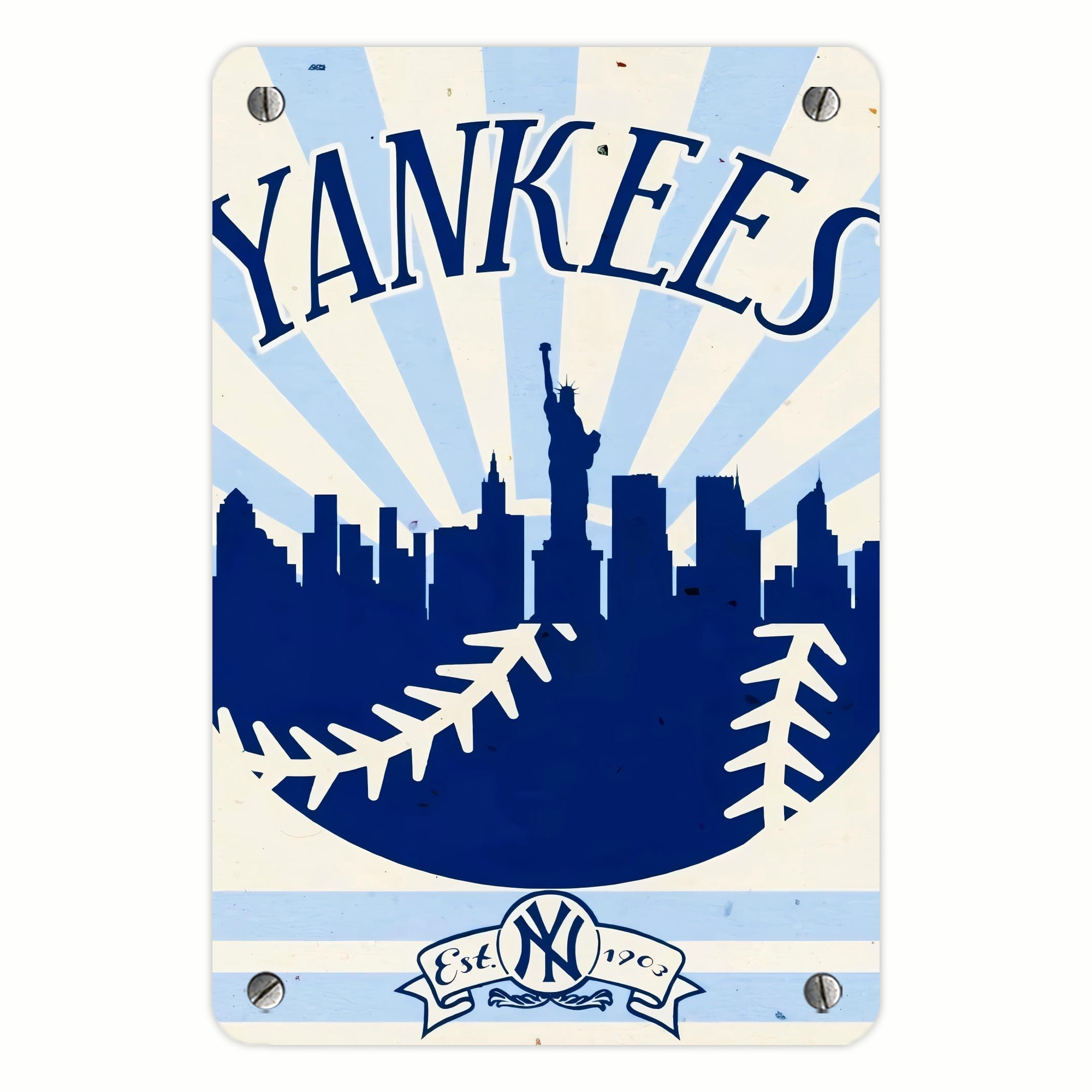 New York Yankees 143 Metal Tin Sign 8x12inch - High-Quality Full-Print Decorative Wall Art, Durable Rust-Resistant Metal Plaque For Living Room, Bedroom, Kitchen, Office, Bar Décor