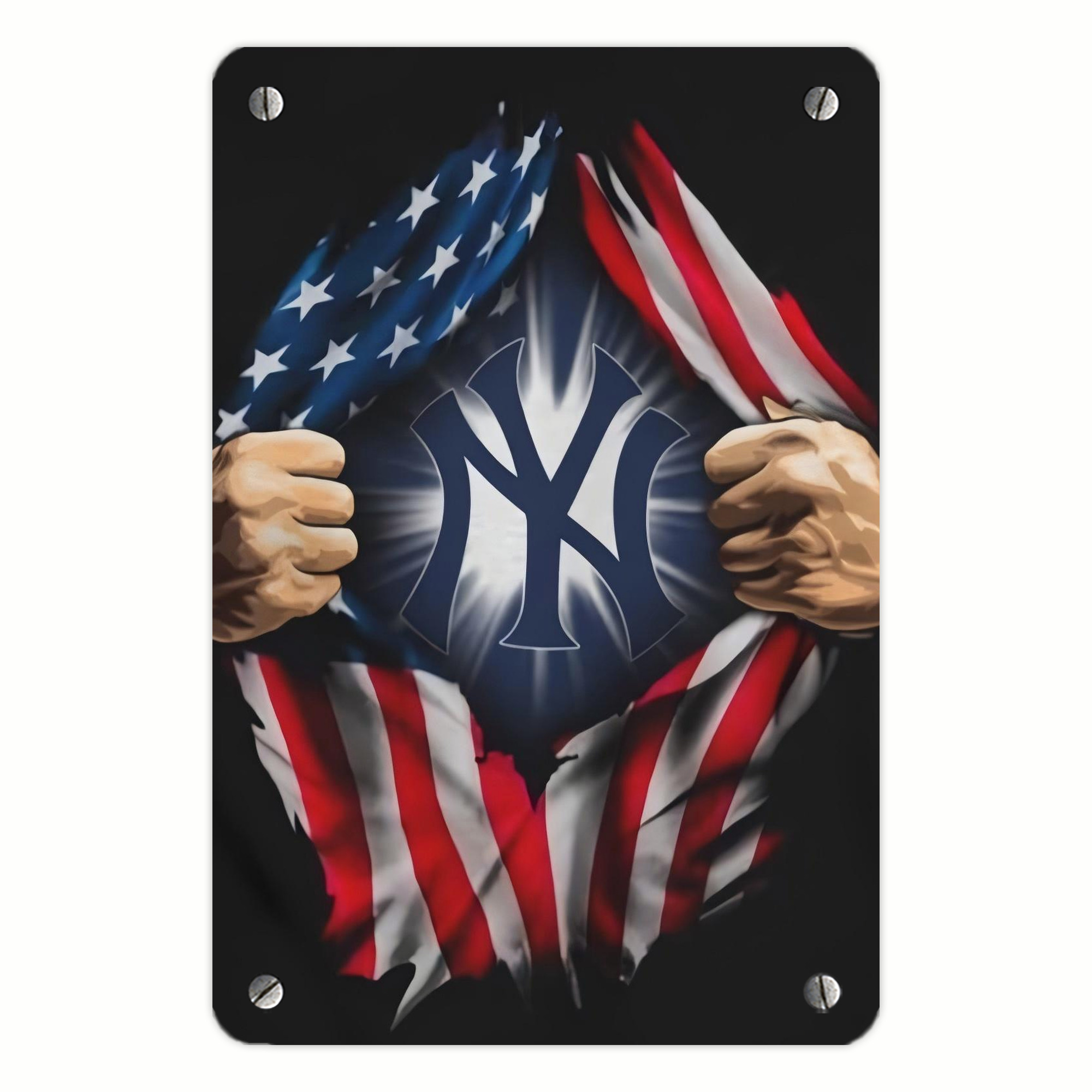 New York Yankees US Flag Yankees Inside Me Metal Tin Sign 8x12inch - High-Quality Full-Print Decorative Wall Art, Durable Rust-Resistant Metal Plaque For Living Room, Bedroom, Kitchen, Office, Bar Décor