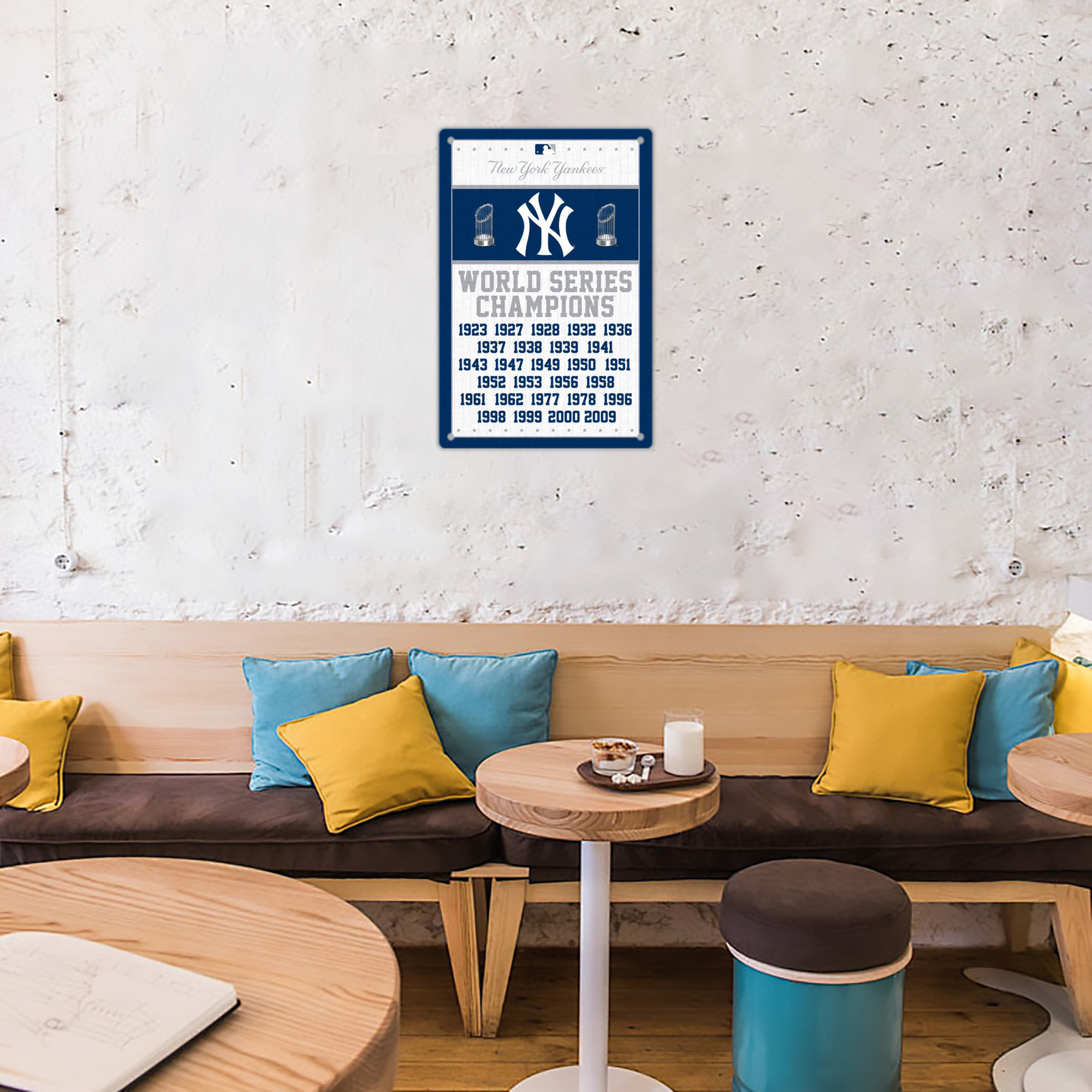 New York Yankees WS Champions Years 8x12inch Vertical Aluminum Sign - Durable Fade-Resistant Indoor/Outdoor Safety & Information Plaque For Office, Hotel, Restaurant, Bar, Public Spaces