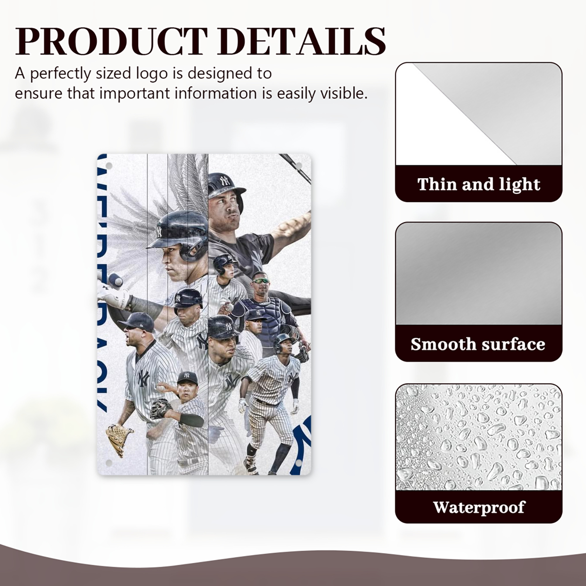 New York Yankees 109 8x12inch Vertical Aluminum Sign - Durable Fade-Resistant Indoor/Outdoor Safety & Information Plaque For Office, Hotel, Restaurant, Bar, Public Spaces