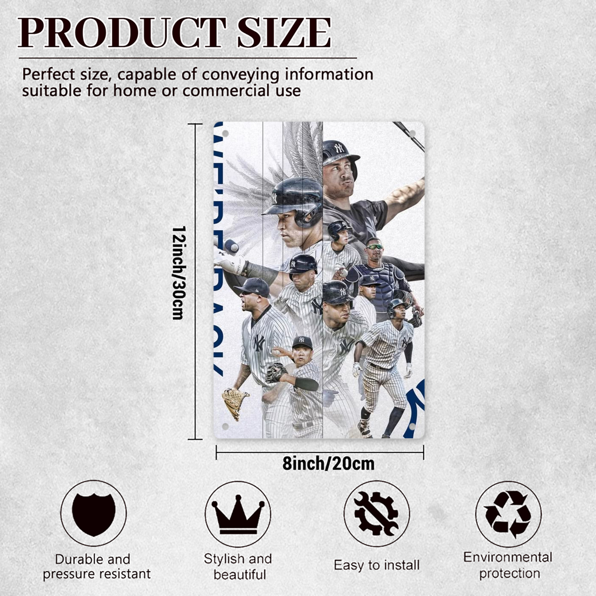 New York Yankees 109 8x12inch Vertical Aluminum Sign - Durable Fade-Resistant Indoor/Outdoor Safety & Information Plaque For Office, Hotel, Restaurant, Bar, Public Spaces