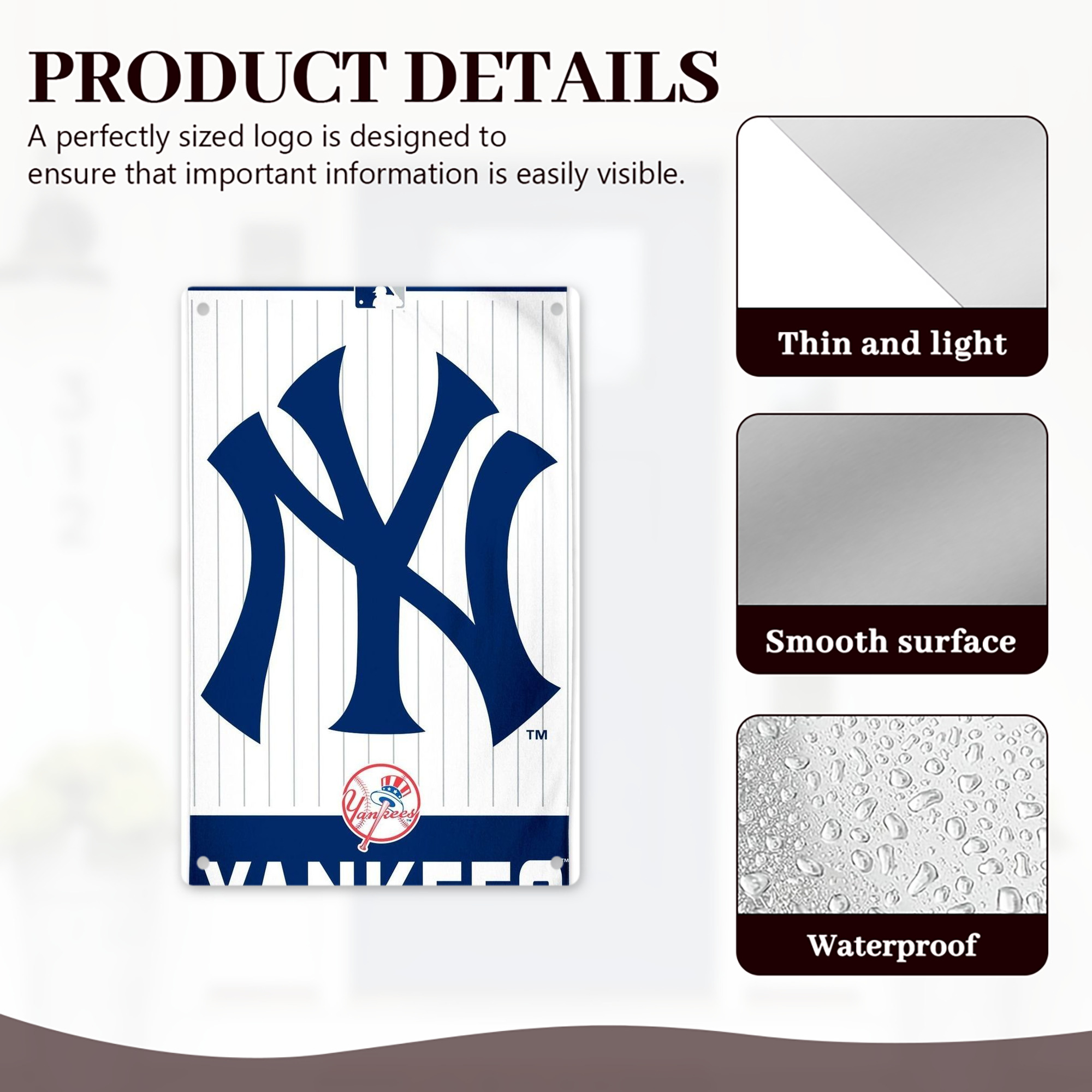 New York Yankees 130 8x12inch Vertical Aluminum Sign - Durable Fade-Resistant Indoor/Outdoor Safety & Information Plaque For Office, Hotel, Restaurant, Bar, Public Spaces