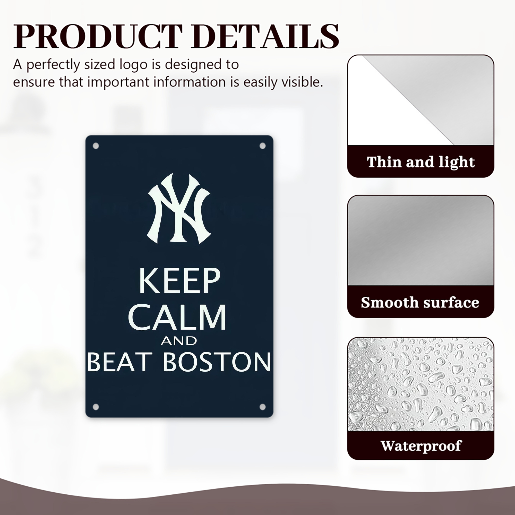 New York Yankees 136 8x12inch Vertical Aluminum Sign - Durable Fade-Resistant Indoor/Outdoor Safety & Information Plaque For Office, Hotel, Restaurant, Bar, Public Spaces