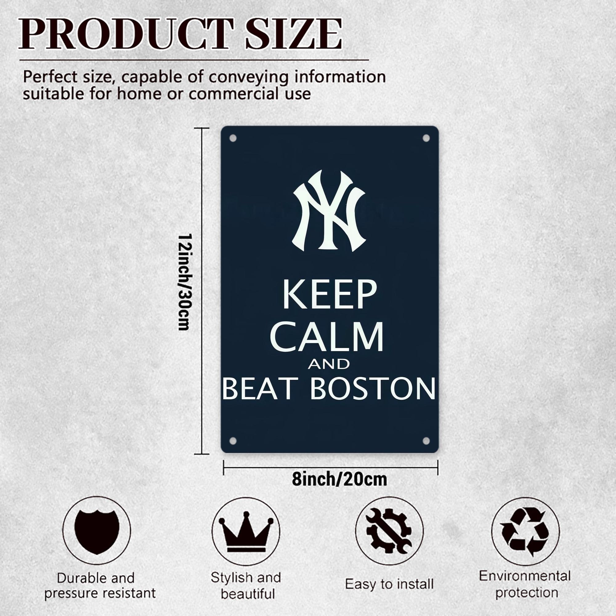 New York Yankees 136 8x12inch Vertical Aluminum Sign - Durable Fade-Resistant Indoor/Outdoor Safety & Information Plaque For Office, Hotel, Restaurant, Bar, Public Spaces