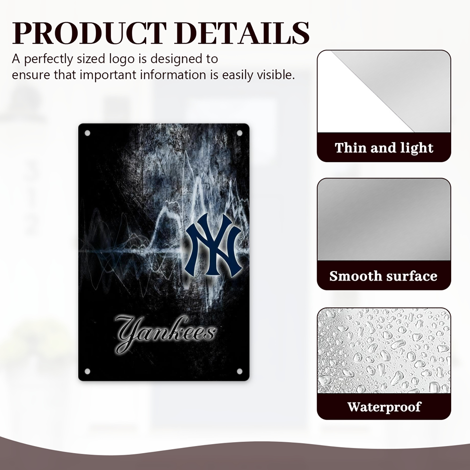 New York Yankees 146 8x12inch Vertical Aluminum Sign - Durable Fade-Resistant Indoor/Outdoor Safety & Information Plaque For Office, Hotel, Restaurant, Bar, Public Spaces