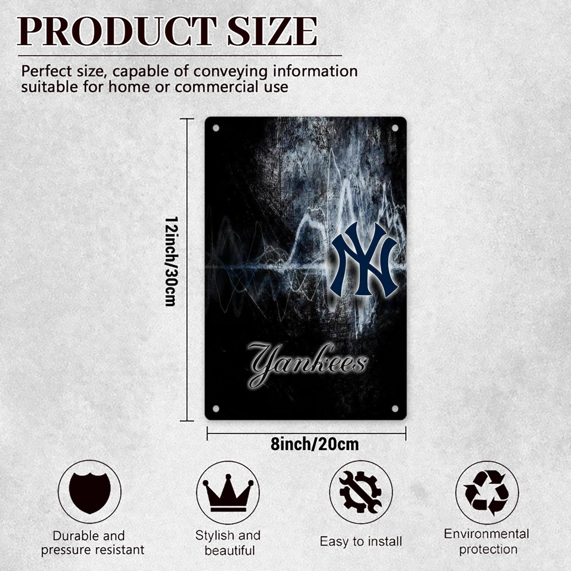New York Yankees 146 8x12inch Vertical Aluminum Sign - Durable Fade-Resistant Indoor/Outdoor Safety & Information Plaque For Office, Hotel, Restaurant, Bar, Public Spaces