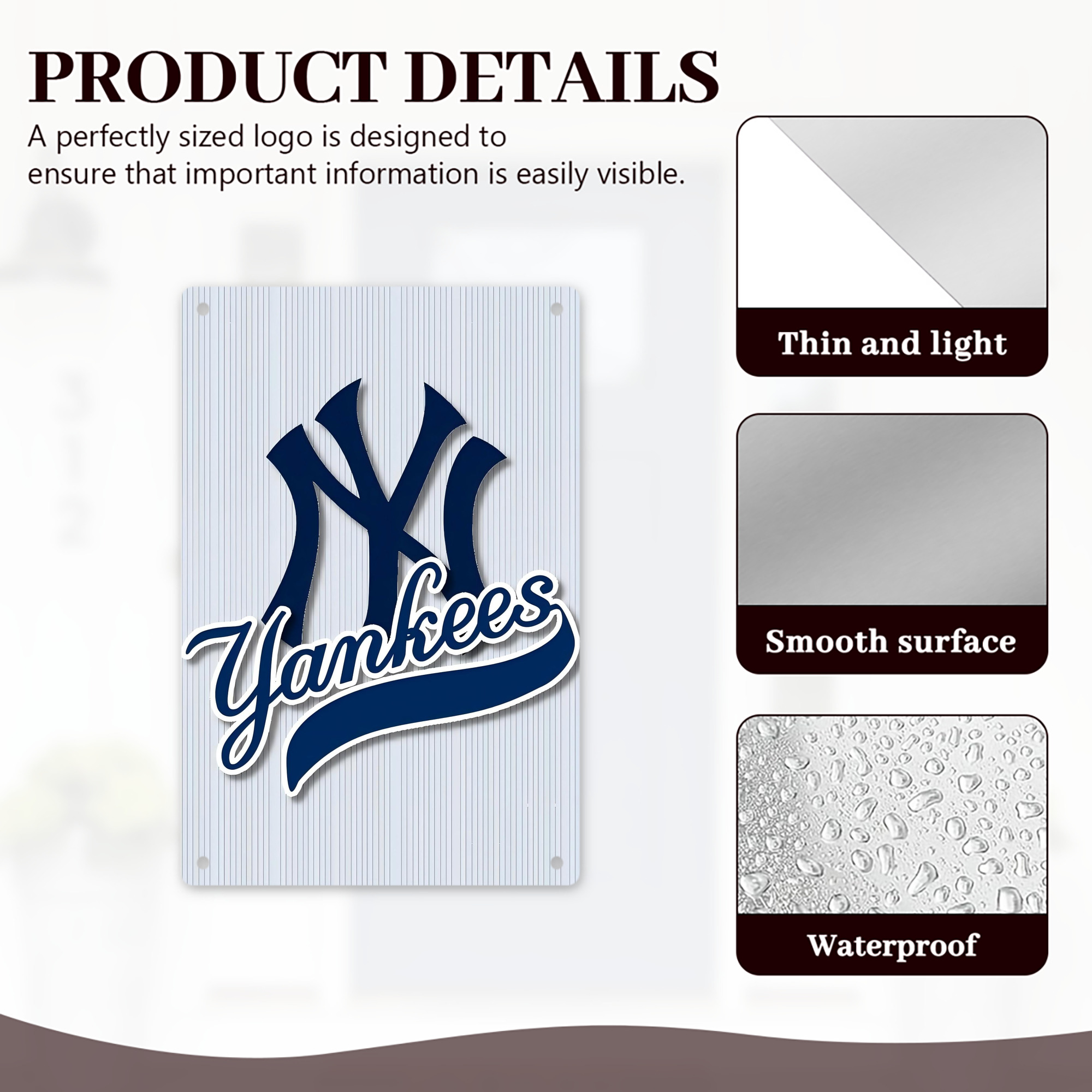 New York Yankees 151 8x12inch Vertical Aluminum Sign - Durable Fade-Resistant Indoor/Outdoor Safety & Information Plaque For Office, Hotel, Restaurant, Bar, Public Spaces