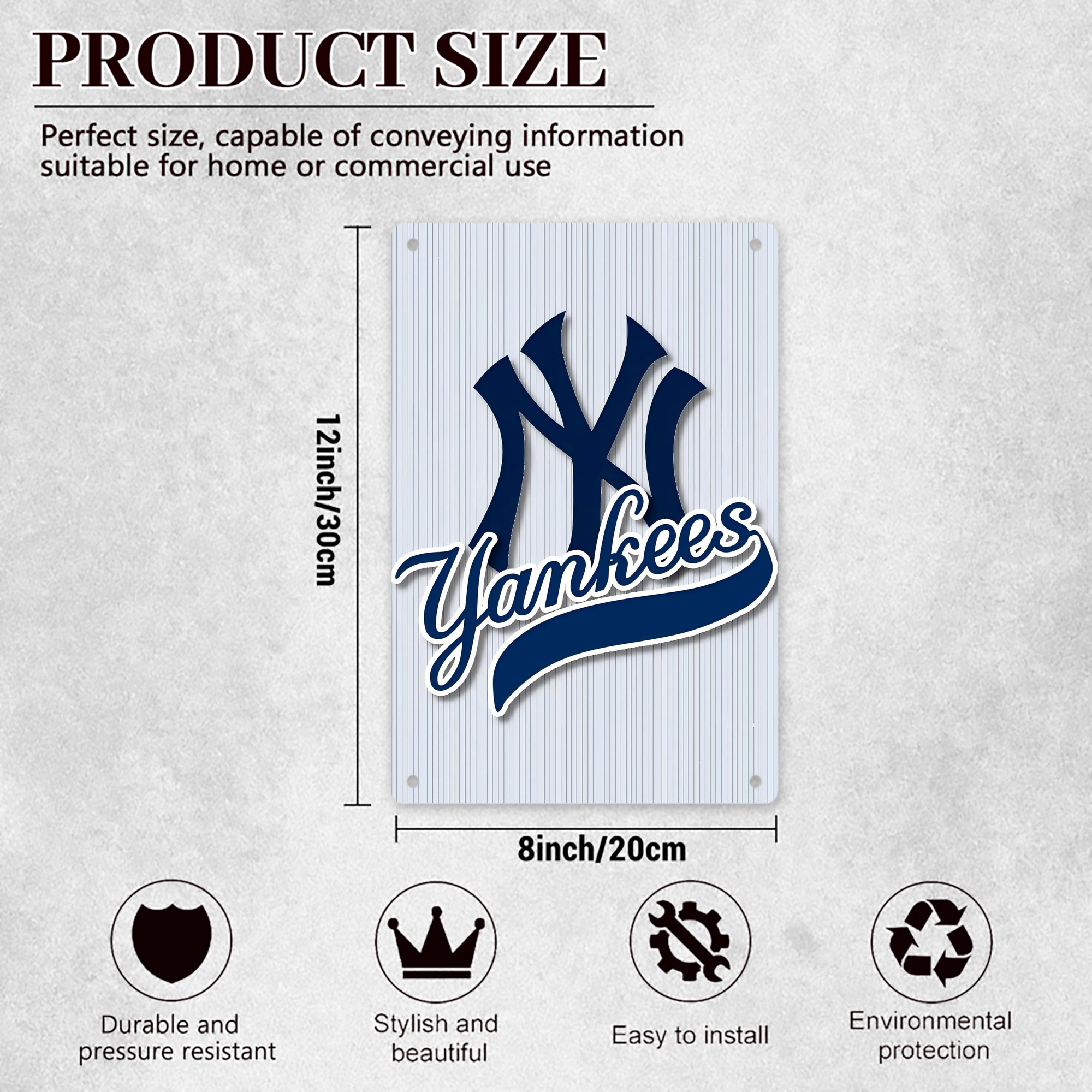 New York Yankees 151 8x12inch Vertical Aluminum Sign - Durable Fade-Resistant Indoor/Outdoor Safety & Information Plaque For Office, Hotel, Restaurant, Bar, Public Spaces
