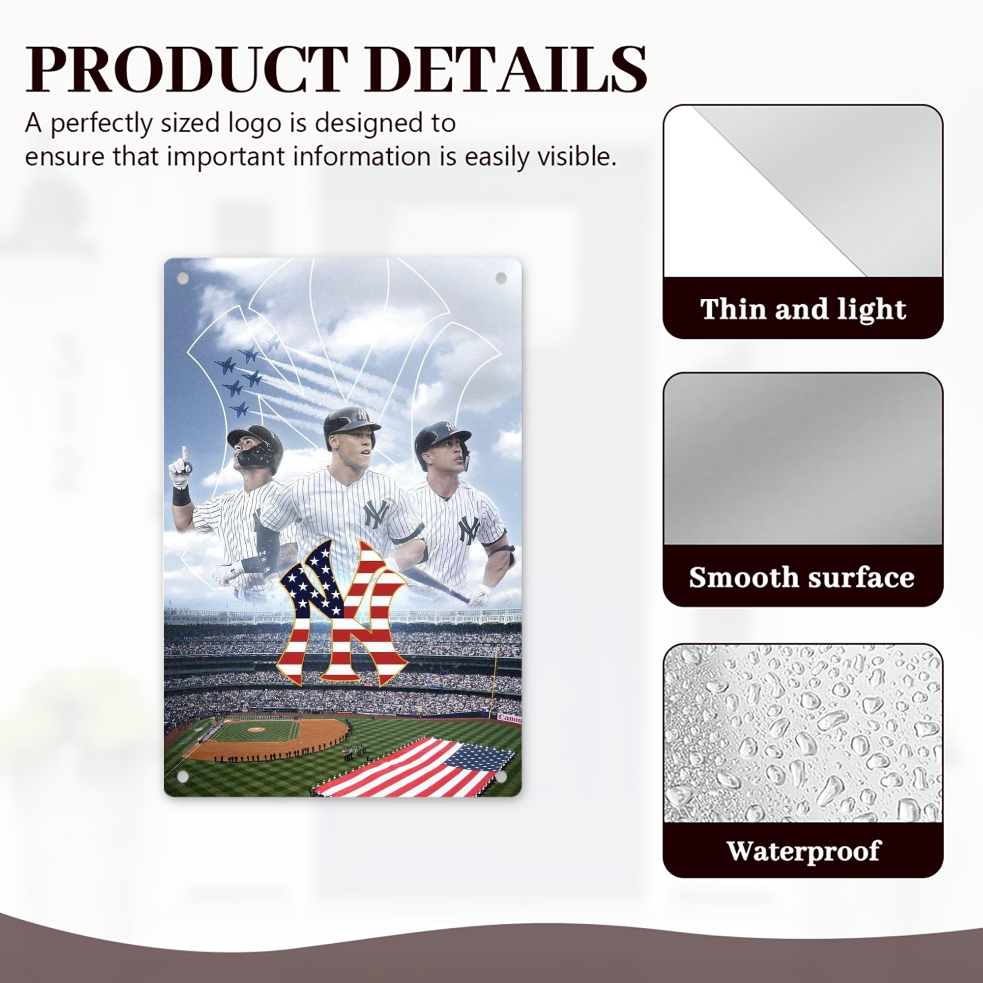 New York Yankees 161 8x12inch Vertical Aluminum Sign - Durable Fade-Resistant Indoor/Outdoor Safety & Information Plaque For Office, Hotel, Restaurant, Bar, Public Spaces