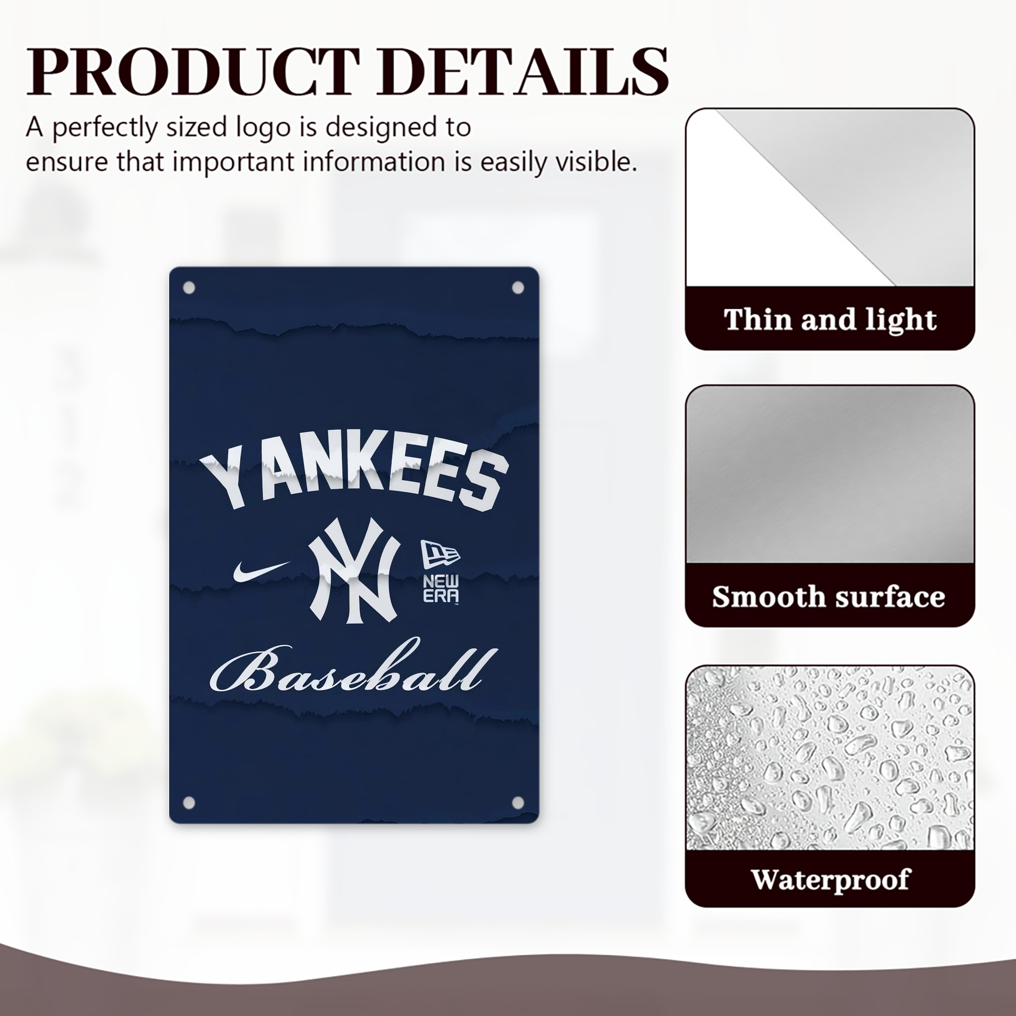 New York Yankees 167 8x12inch Vertical Aluminum Sign - Durable Fade-Resistant Indoor/Outdoor Safety & Information Plaque For Office, Hotel, Restaurant, Bar, Public Spaces
