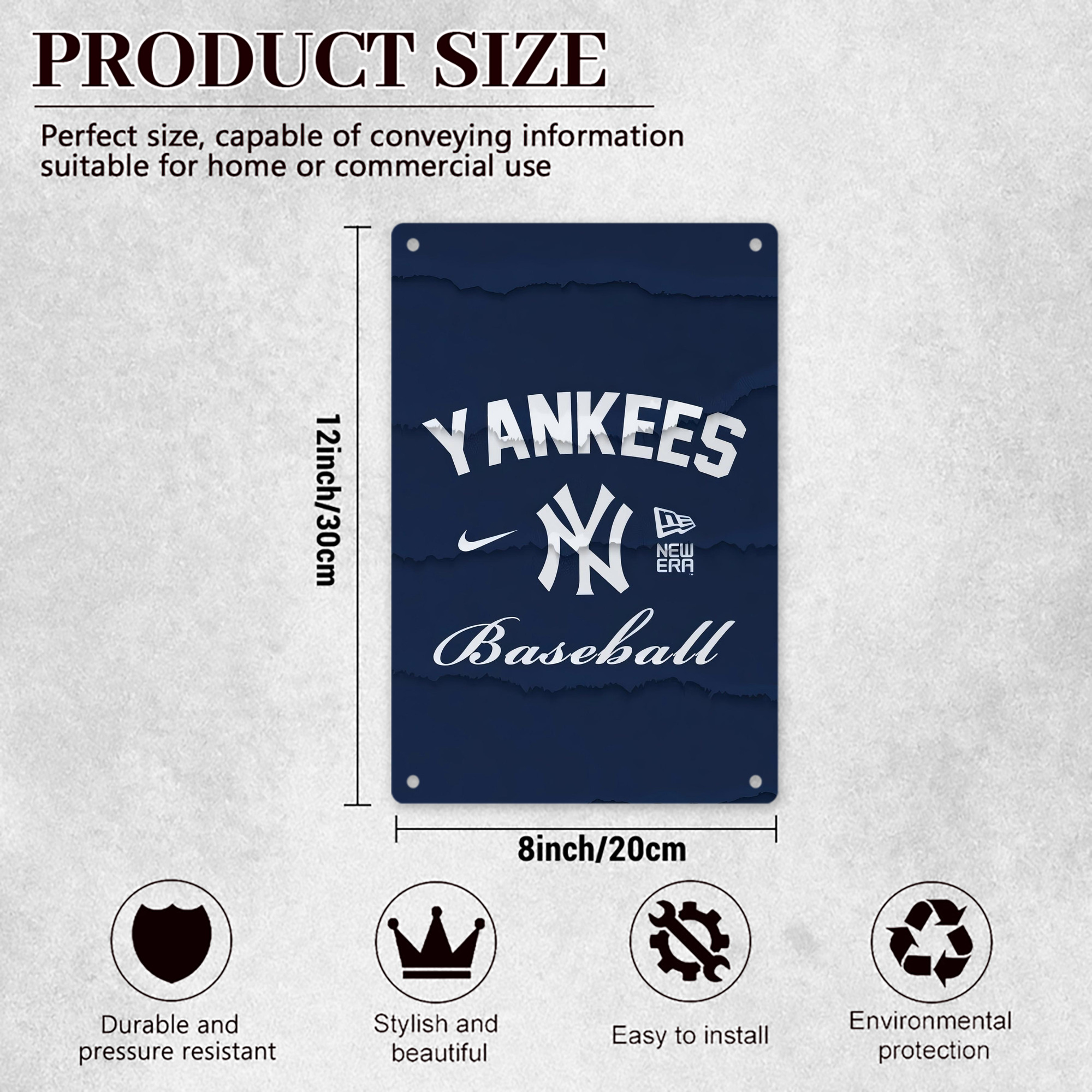 New York Yankees 167 8x12inch Vertical Aluminum Sign - Durable Fade-Resistant Indoor/Outdoor Safety & Information Plaque For Office, Hotel, Restaurant, Bar, Public Spaces
