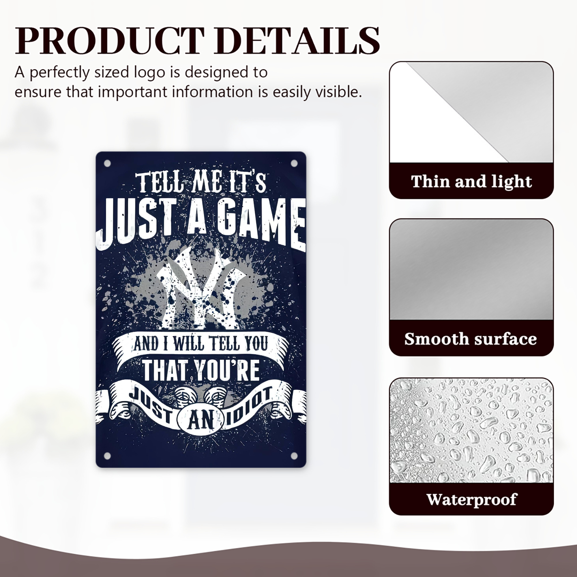 New York Yankees 174 8x12inch Vertical Aluminum Sign - Durable Fade-Resistant Indoor/Outdoor Safety & Information Plaque For Office, Hotel, Restaurant, Bar, Public Spaces