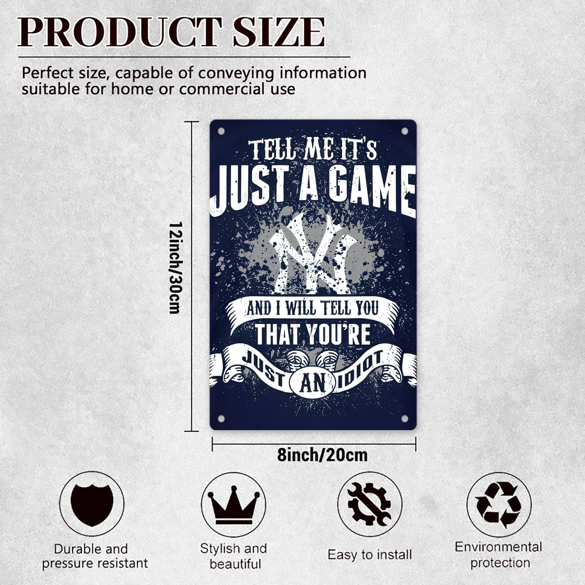 New York Yankees 174 8x12inch Vertical Aluminum Sign - Durable Fade-Resistant Indoor/Outdoor Safety & Information Plaque For Office, Hotel, Restaurant, Bar, Public Spaces