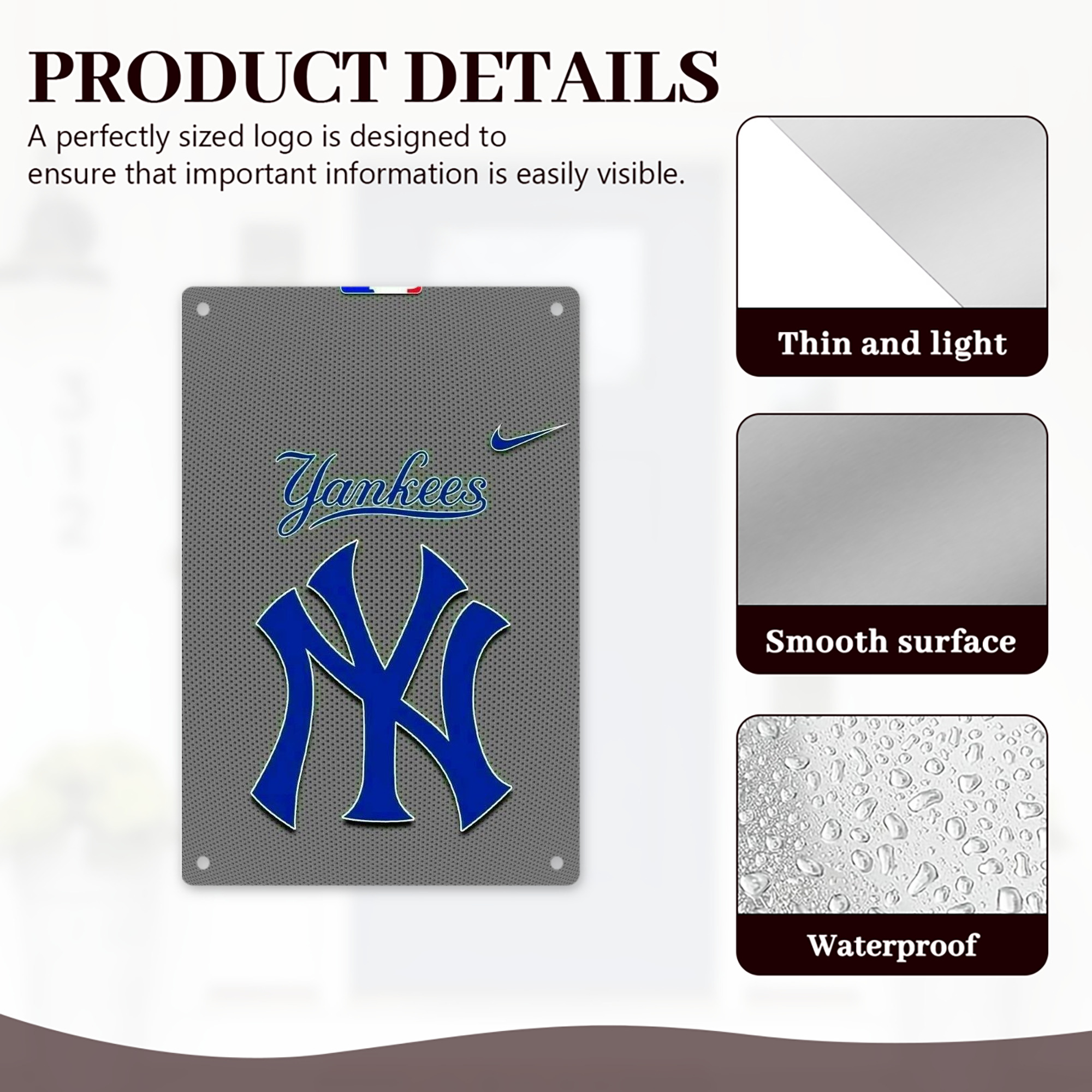 New York Yankees 180 8x12inch Vertical Aluminum Sign - Durable Fade-Resistant Indoor/Outdoor Safety & Information Plaque For Office, Hotel, Restaurant, Bar, Public Spaces