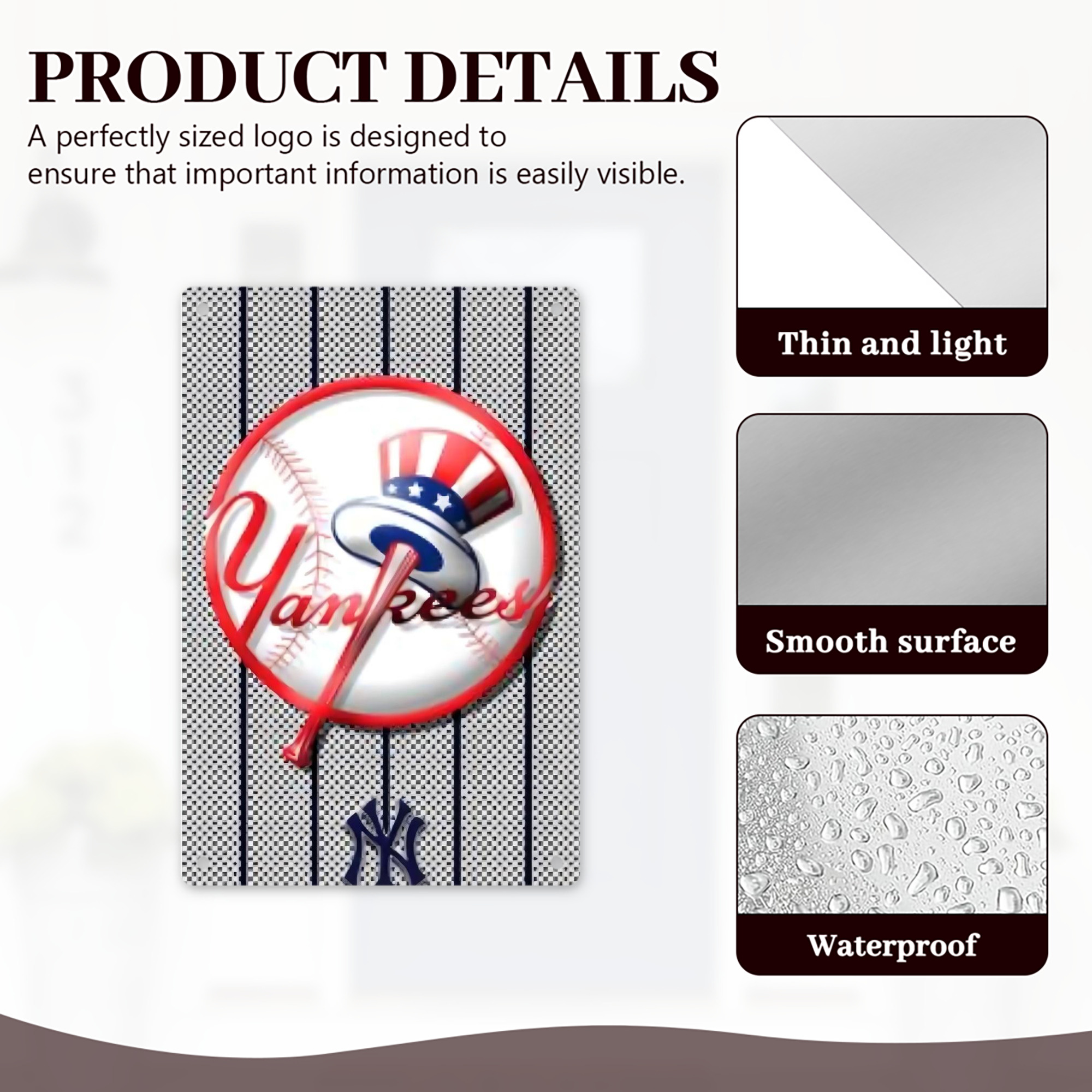 New York Yankees 191 8x12inch Vertical Aluminum Sign - Durable Fade-Resistant Indoor/Outdoor Safety & Information Plaque For Office, Hotel, Restaurant, Bar, Public Spaces