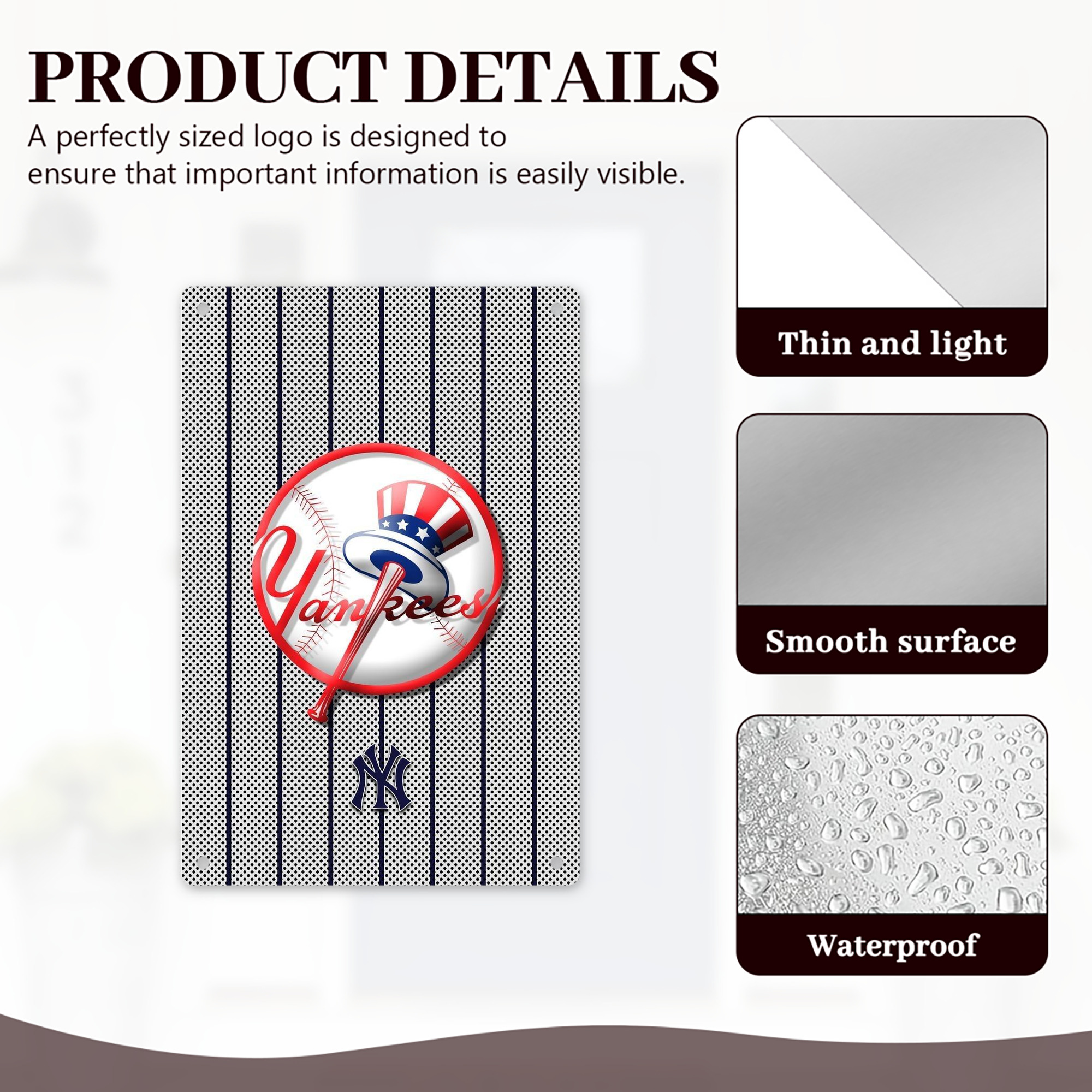 New York Yankees 197 8x12inch Vertical Aluminum Sign - Durable Fade-Resistant Indoor/Outdoor Safety & Information Plaque For Office, Hotel, Restaurant, Bar, Public Spaces
