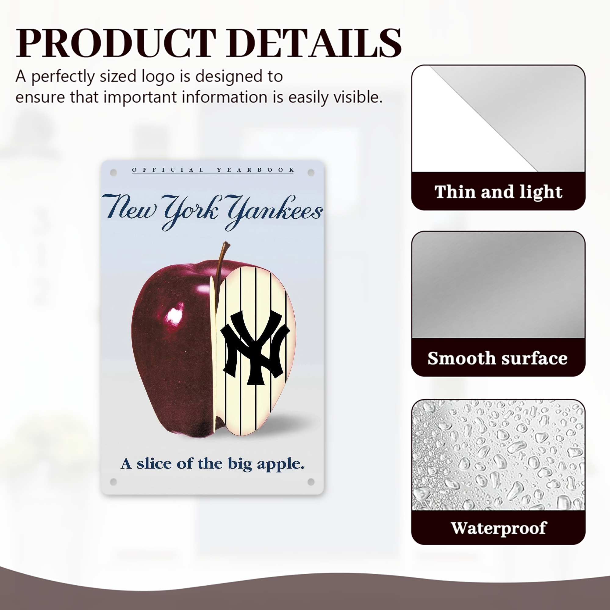 New York Yankees 202 8x12inch Vertical Aluminum Sign - Durable Fade-Resistant Indoor/Outdoor Safety & Information Plaque For Office, Hotel, Restaurant, Bar, Public Spaces